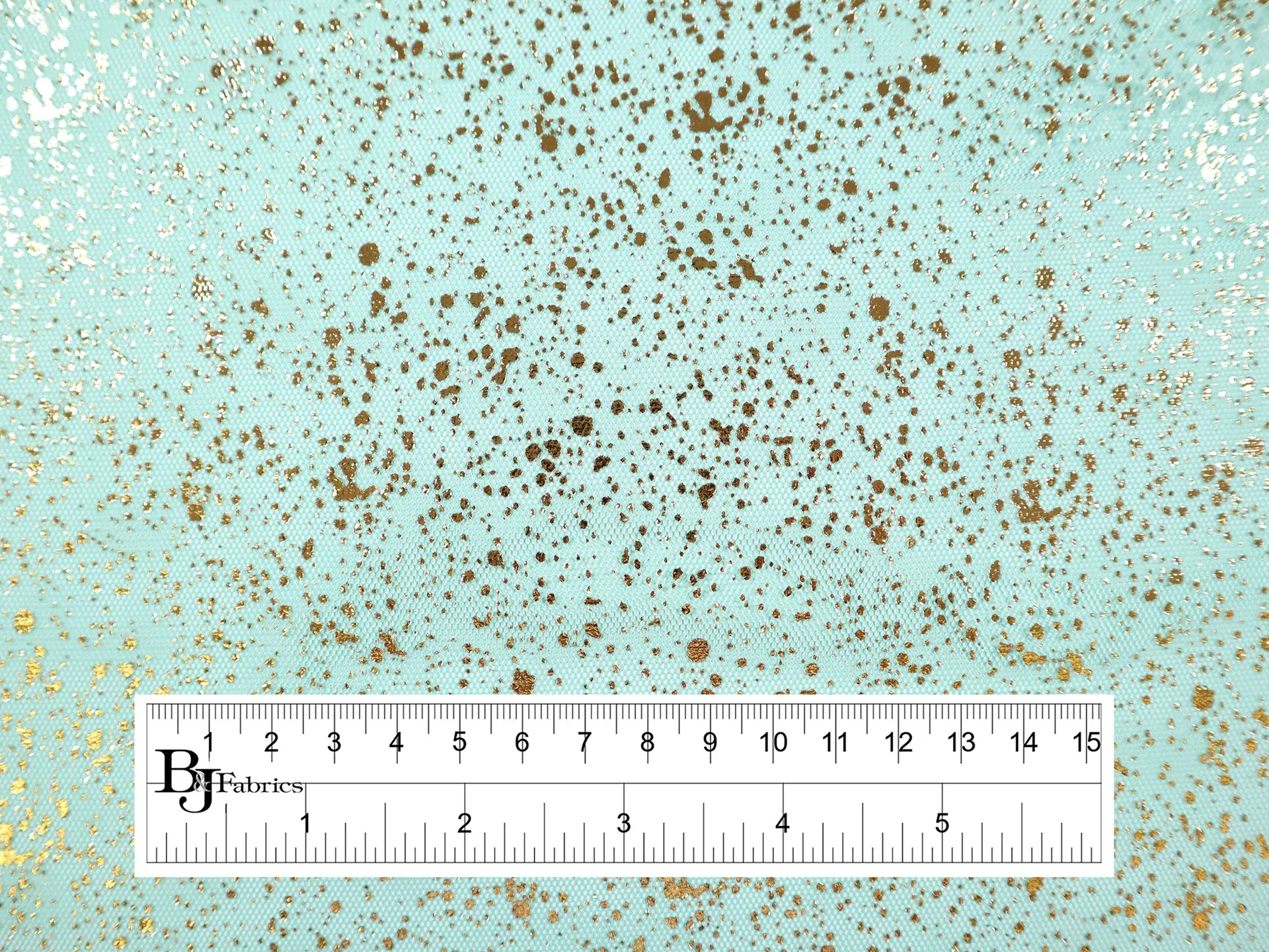 Metallic Speckled Tulle in Turquoise & Gold