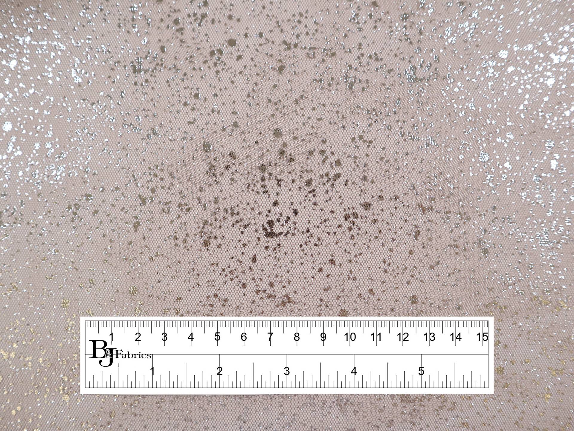 Metallic Speckled Tulle in Taupe & Silver 