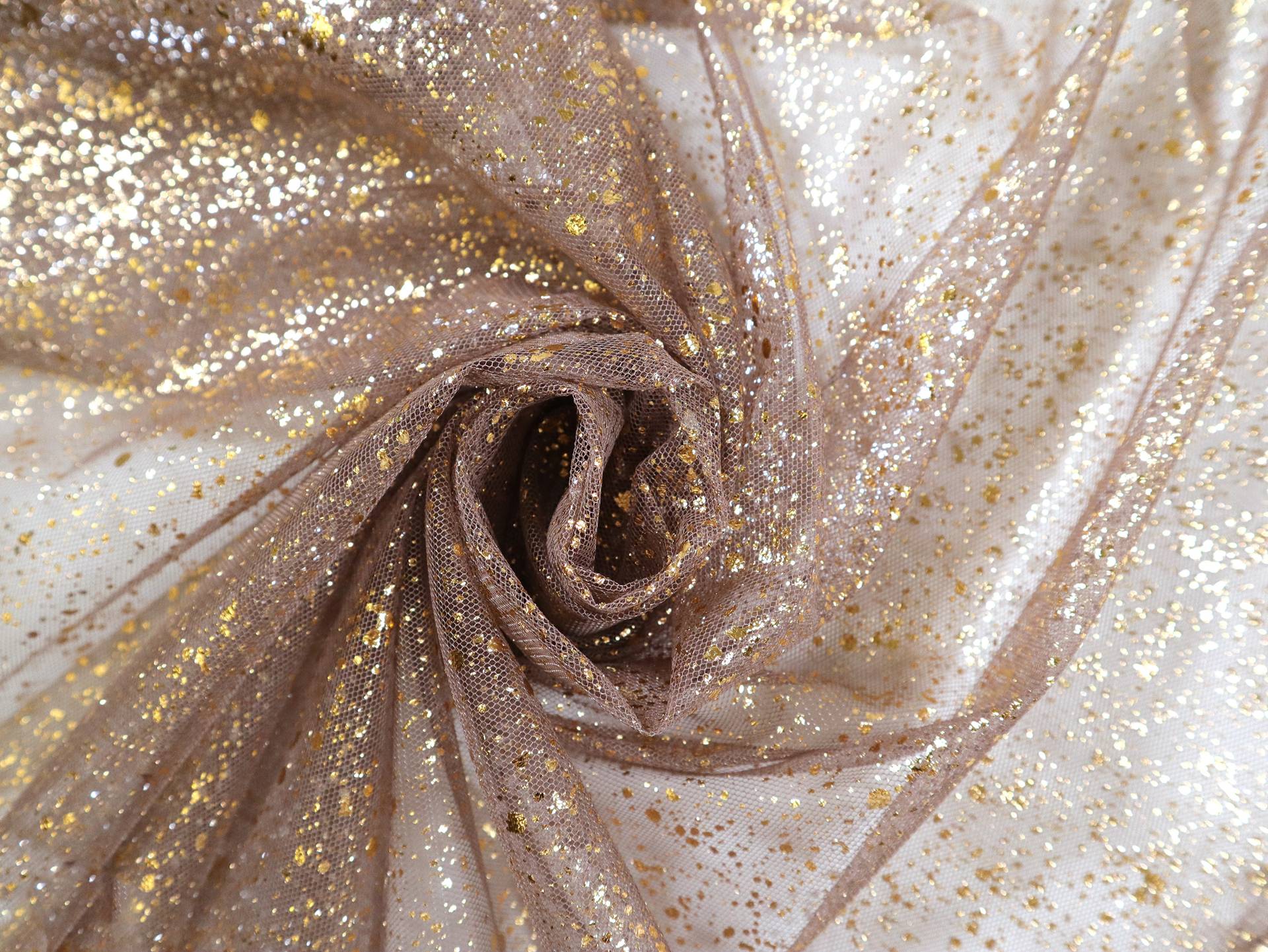 Metallic Speckled Tulle in Brown & Gold