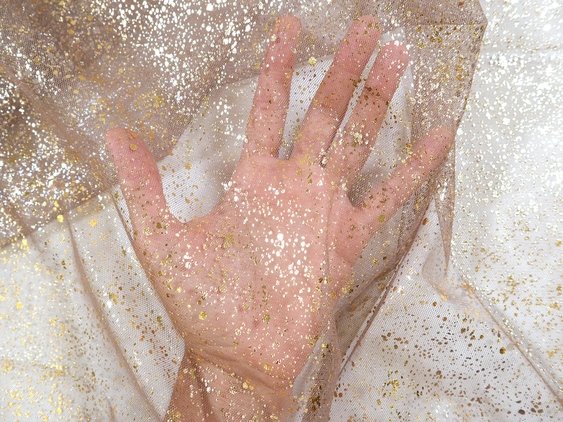 Metallic Speckled Tulle in Brown & Gold
