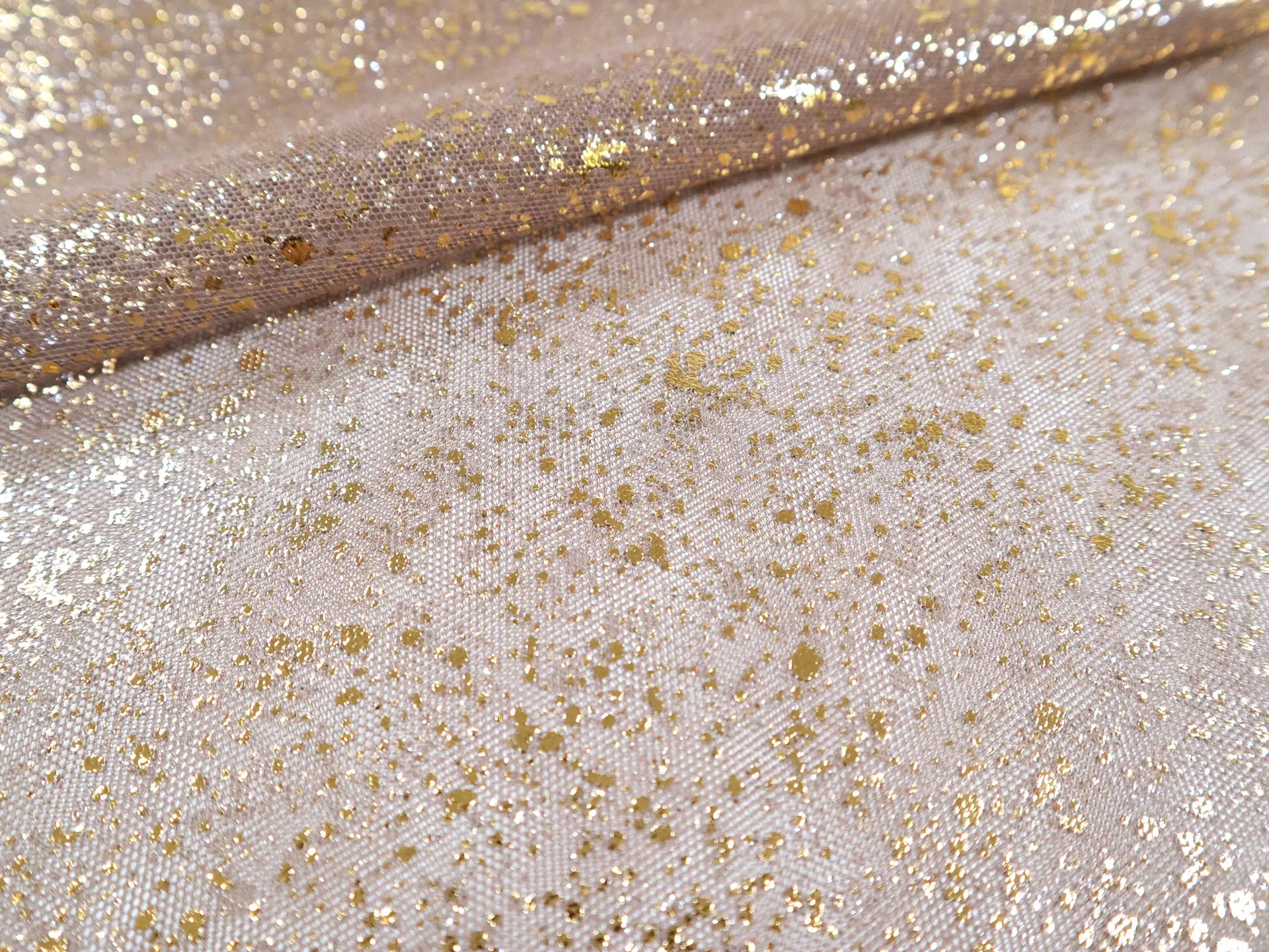 Metallic Speckled Tulle in Brown & Gold