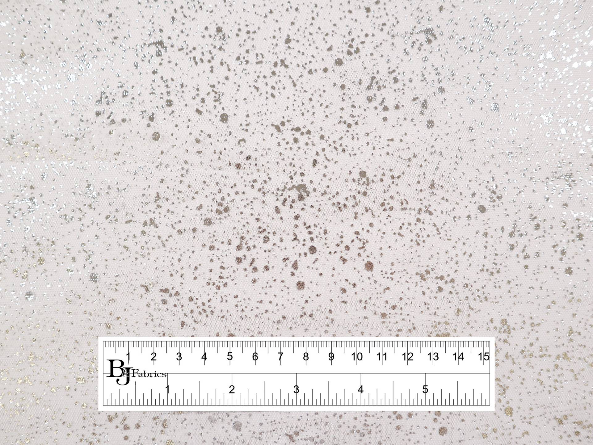 Metallic Speckled Tulle in Light Grey & Silver