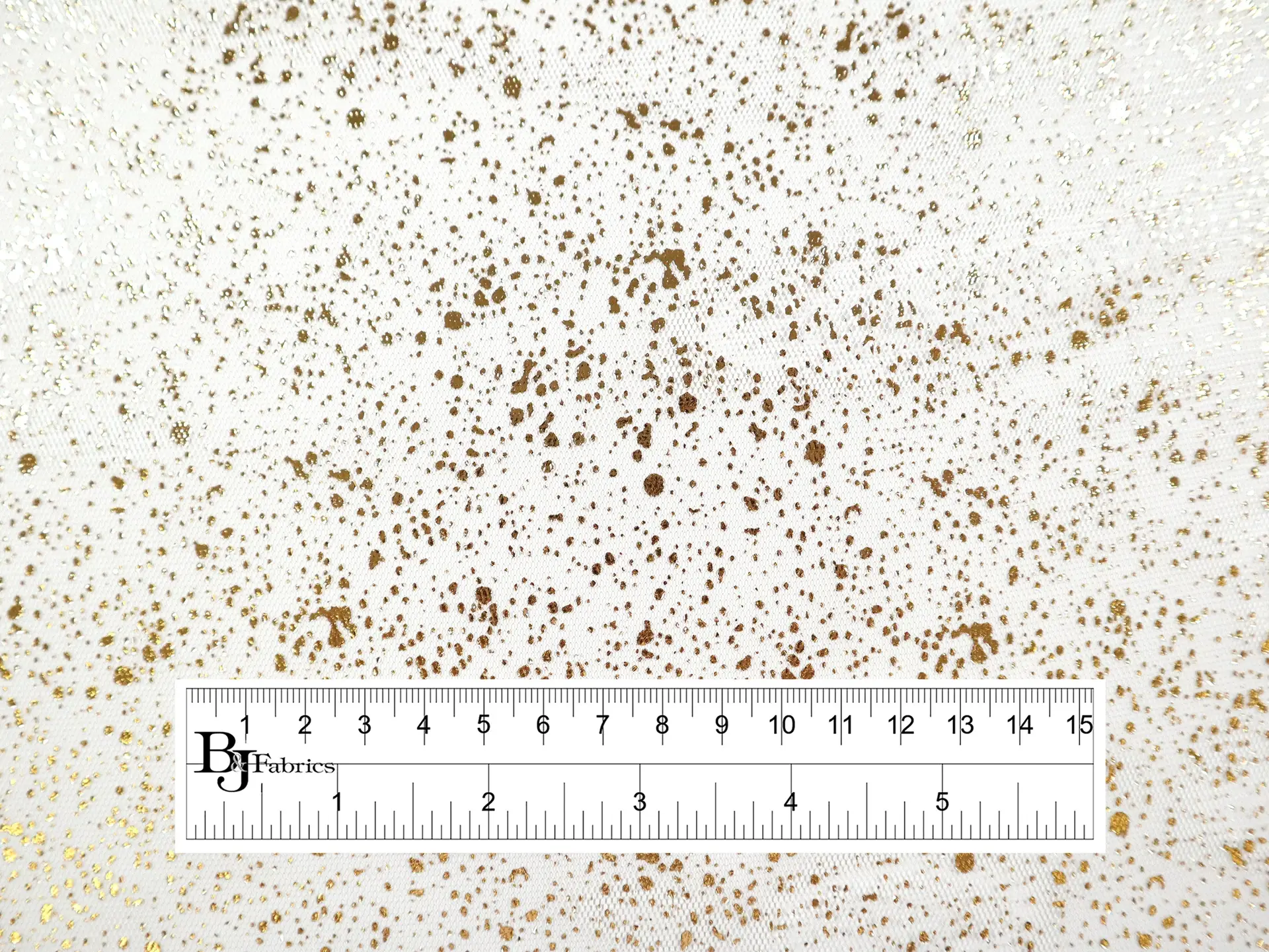 Metallic Speckled Tulle in White & Gold