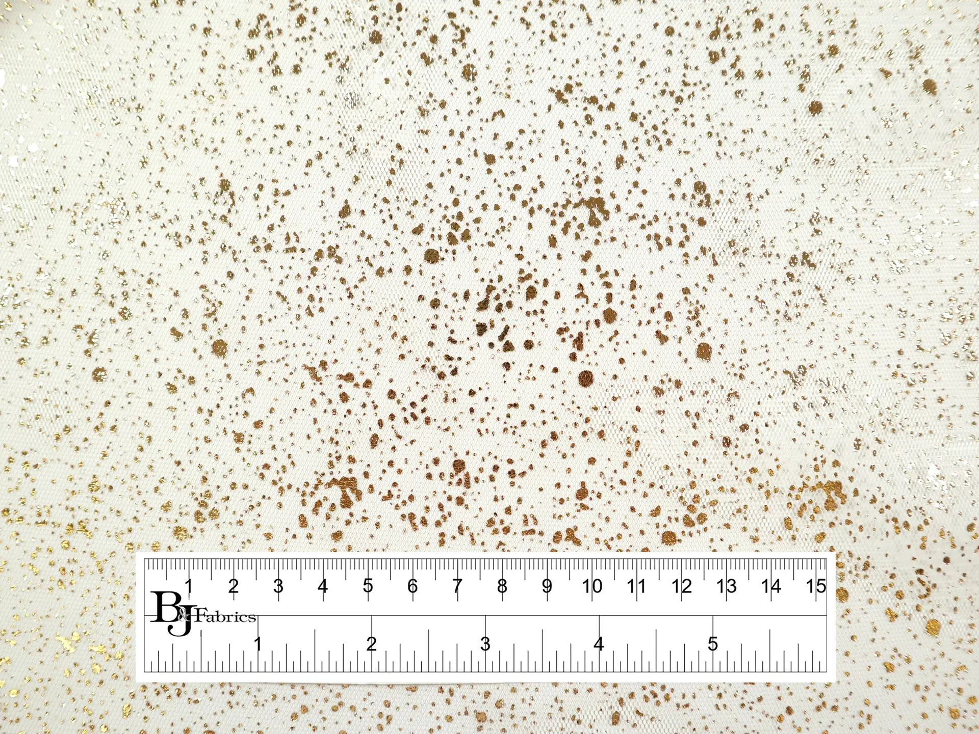 Metallic Speckled Tulle in Ivory & Gold