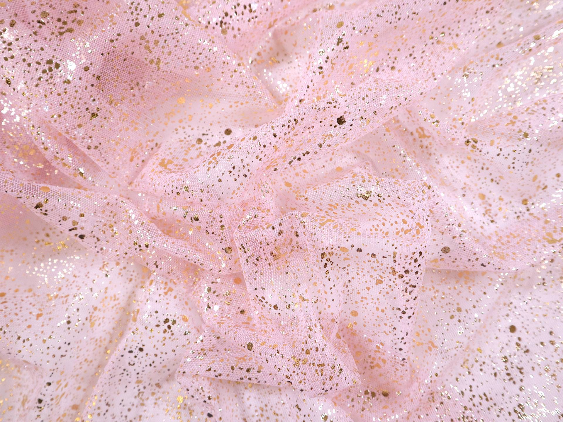Metallic Speckled Tulle in Pink & Gold