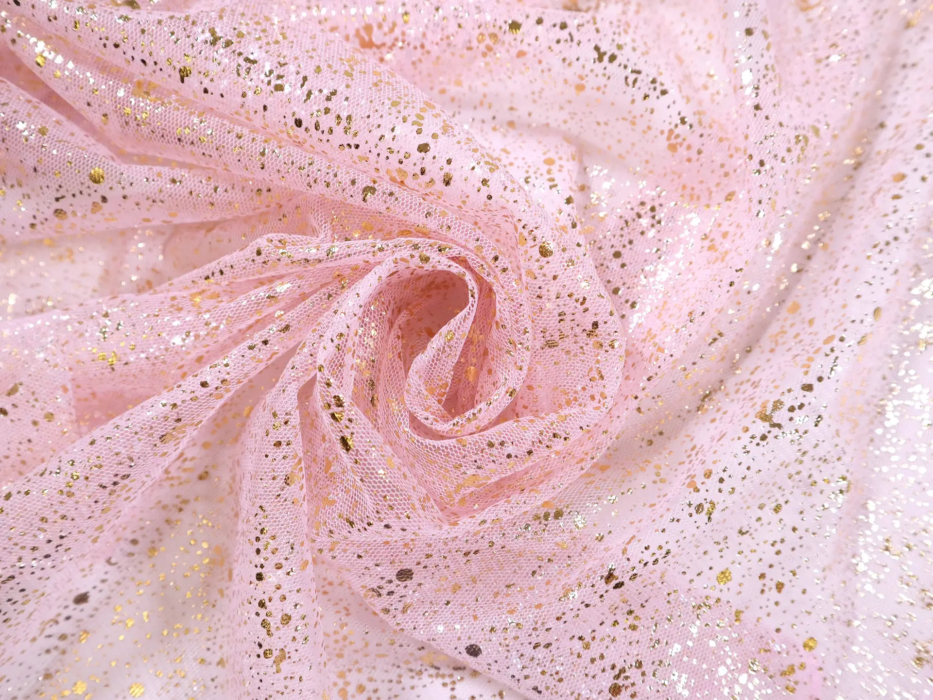 Metallic Speckled Tulle in Pink & Gold