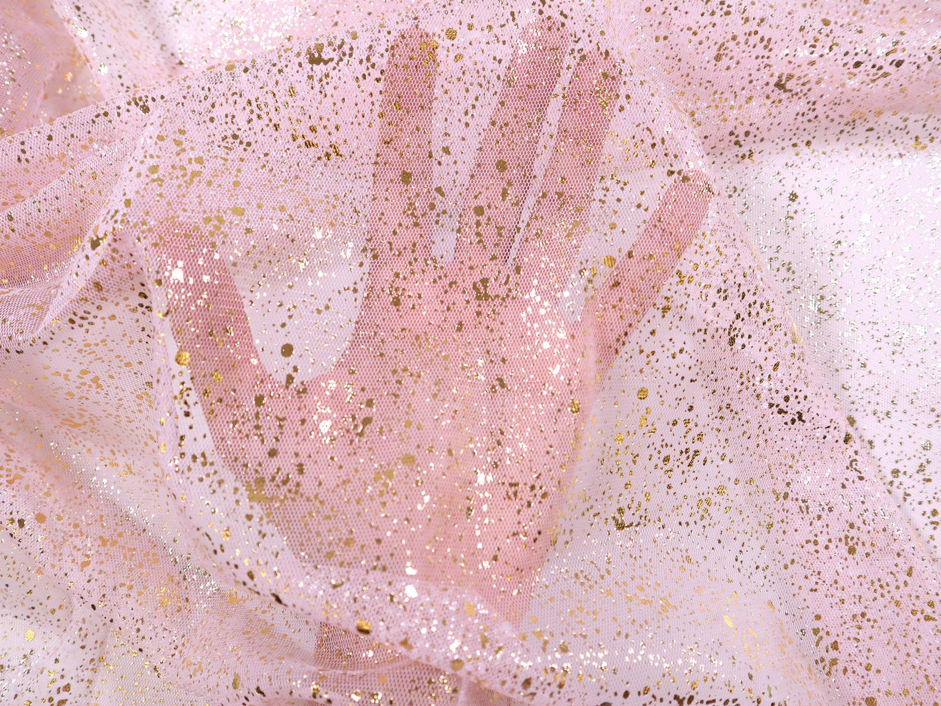 Metallic Speckled Tulle in Pink & Gold