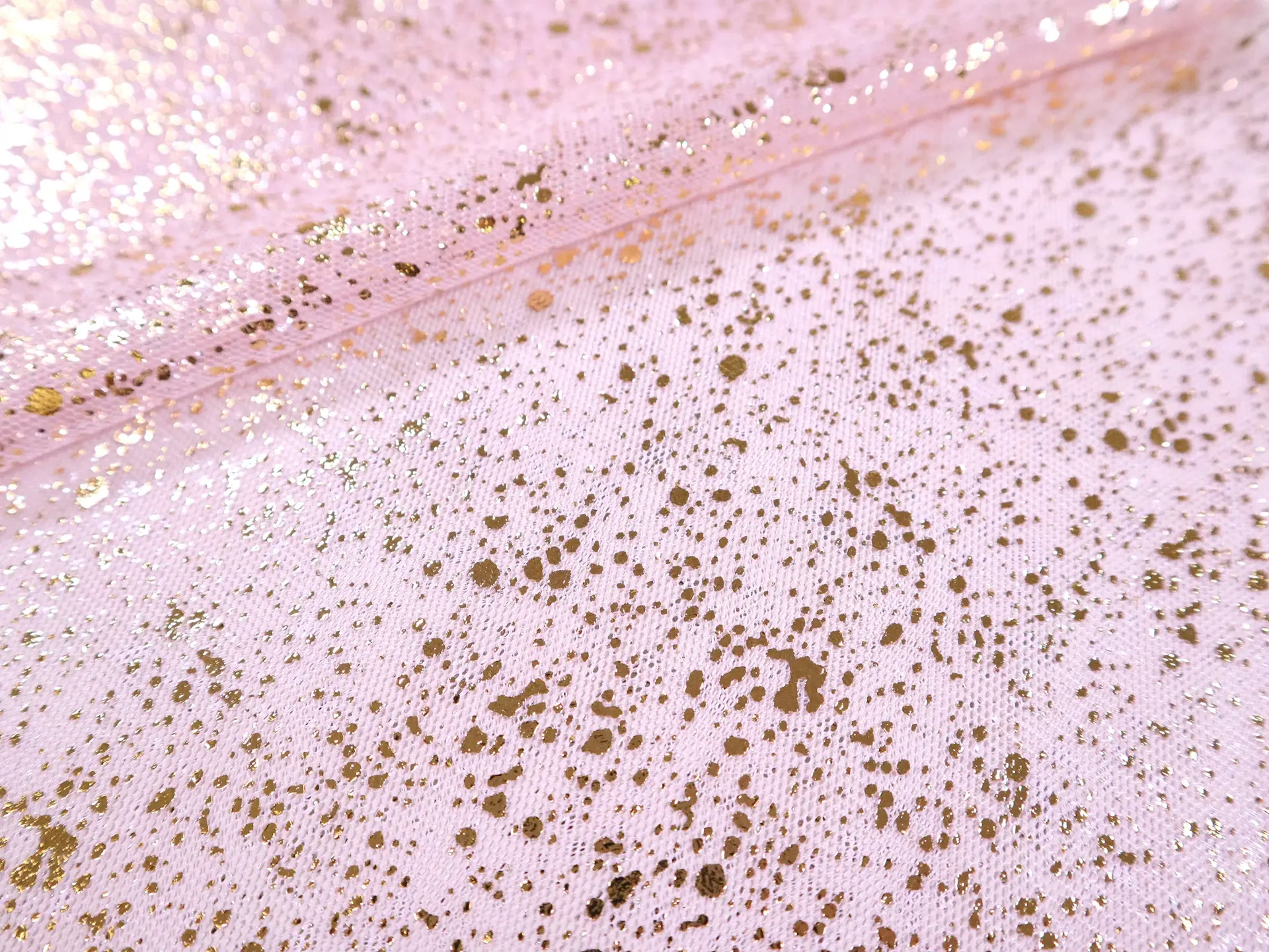 Metallic Speckled Tulle in Pink & Gold