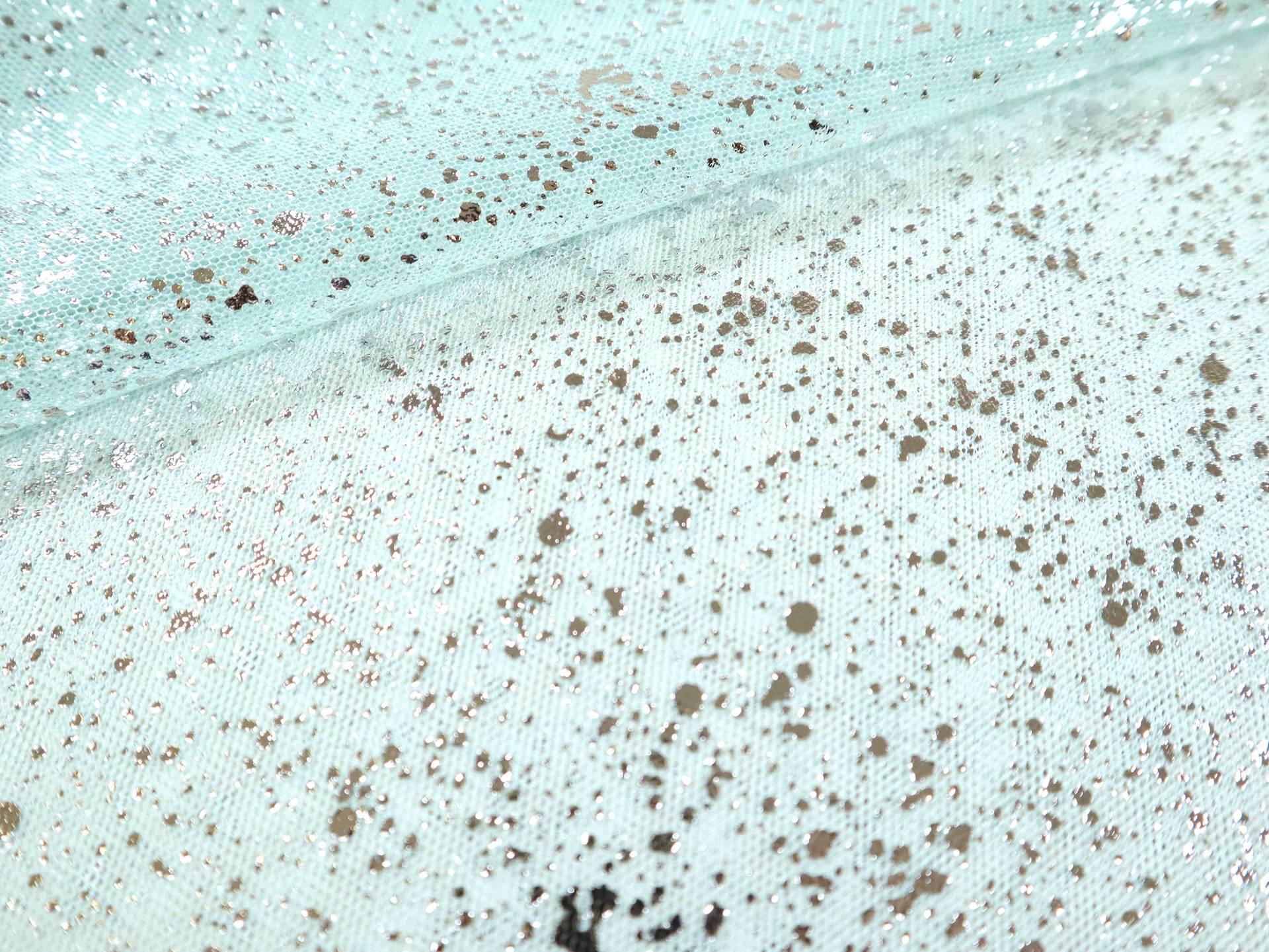 Metallic Speckled Tulle in Celeste & Silver