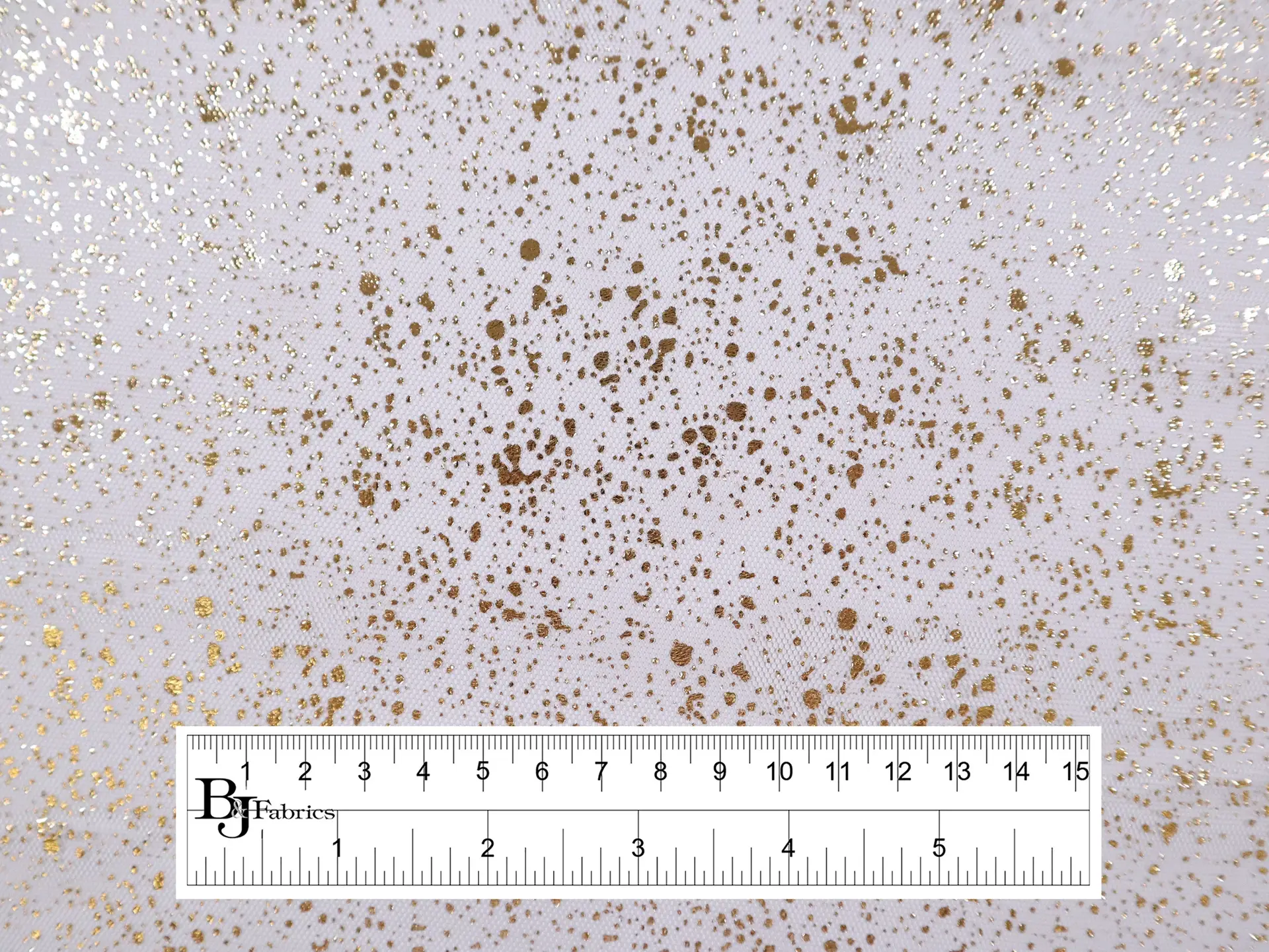 Metallic Speckled Tulle in Light Grey & Gold