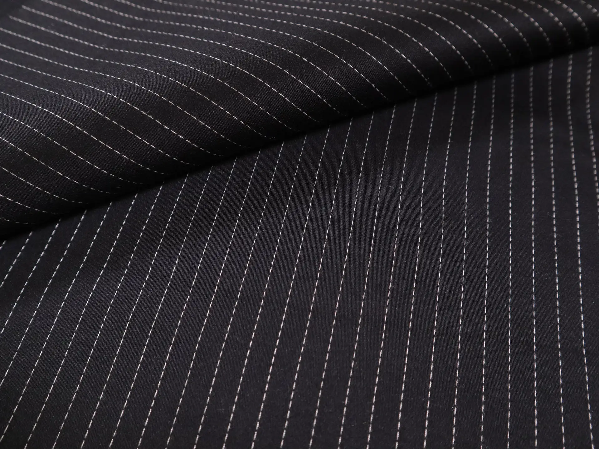 Stretch Cotton Sateen with Stripes in Black White