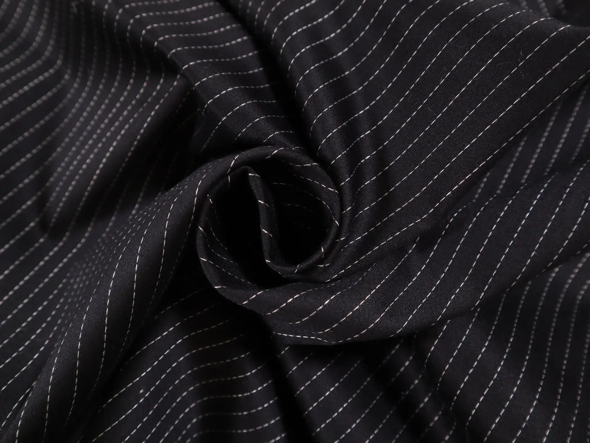 Stretch Cotton Sateen with Stripes in Black White