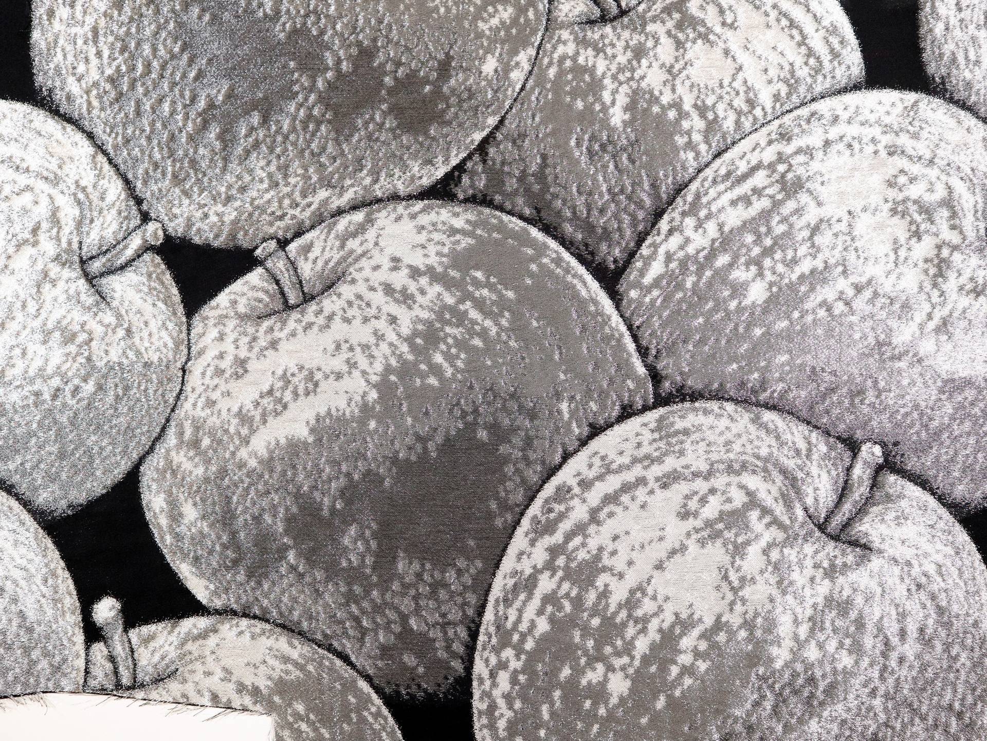 Metallic Brocade with Over Sized Apples in Silver & Black