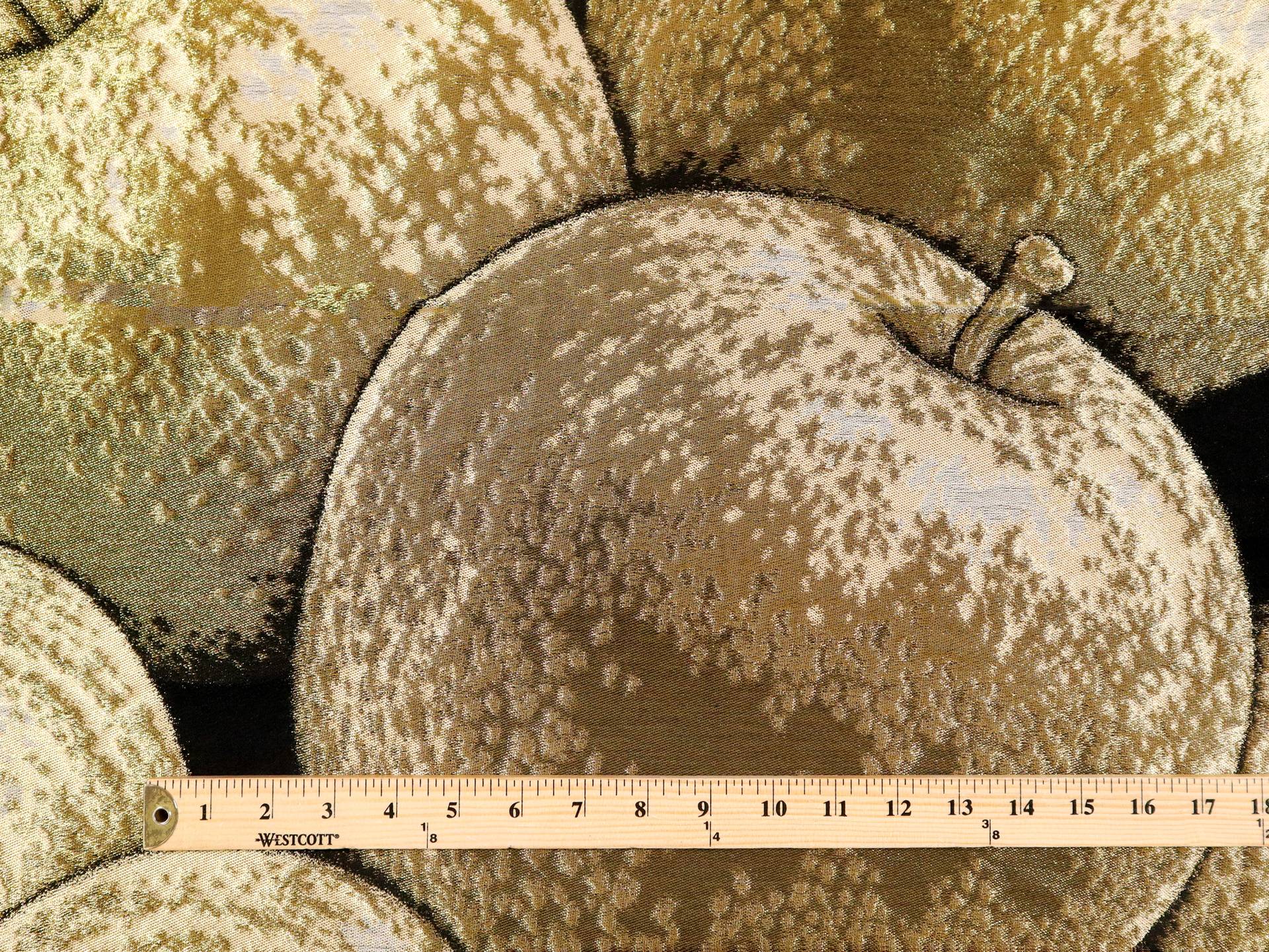 Metallic Brocade with Over Sized Apples in Gold & Black