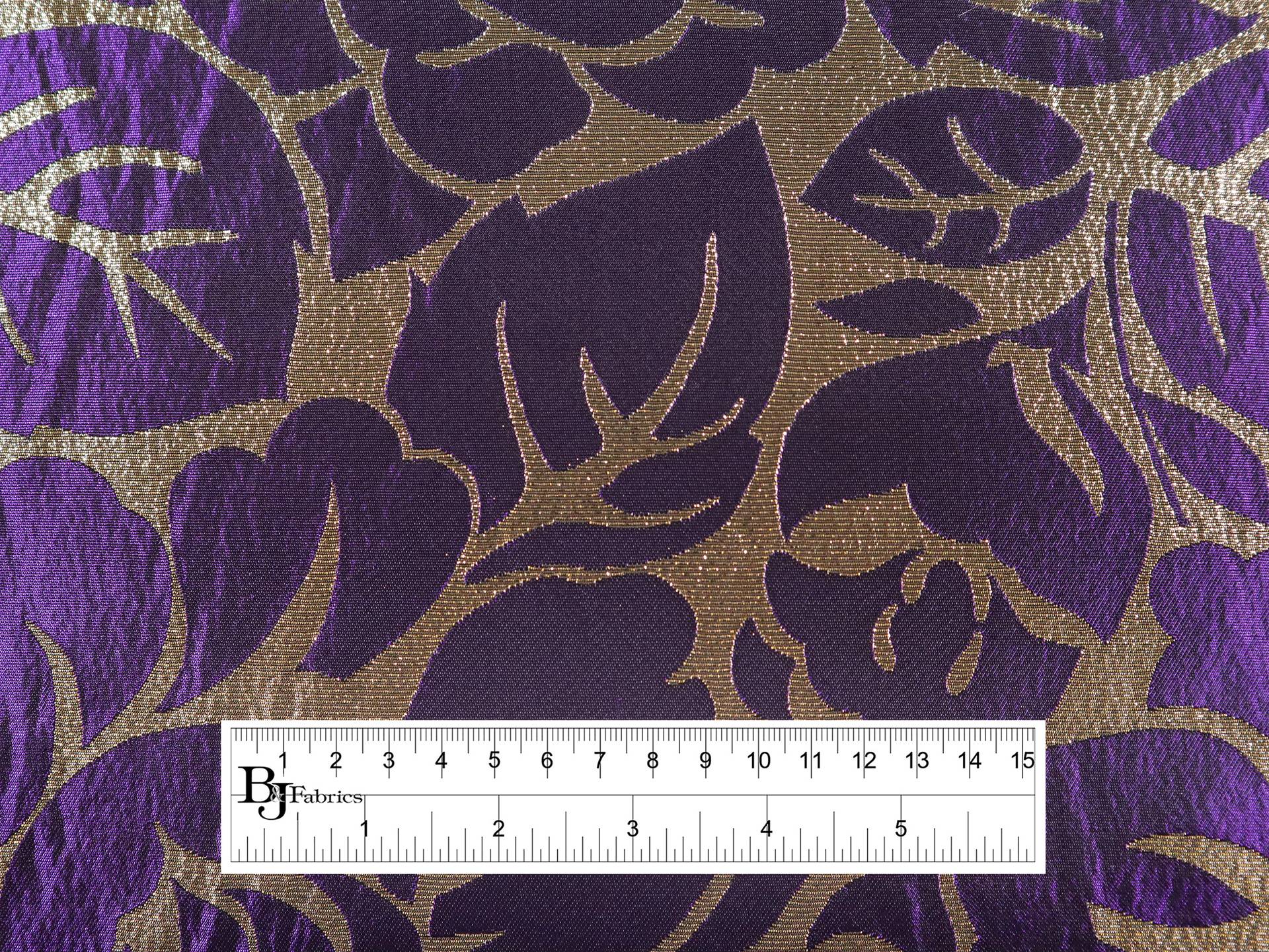 Metallic Floral Brocade in Royal Purple & Gold