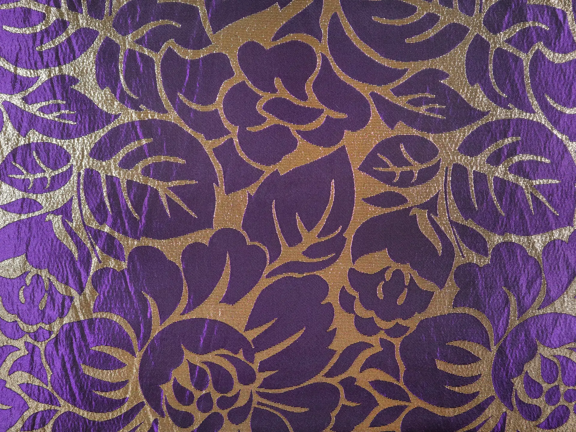 Metallic Floral Brocade in Royal Purple & Gold