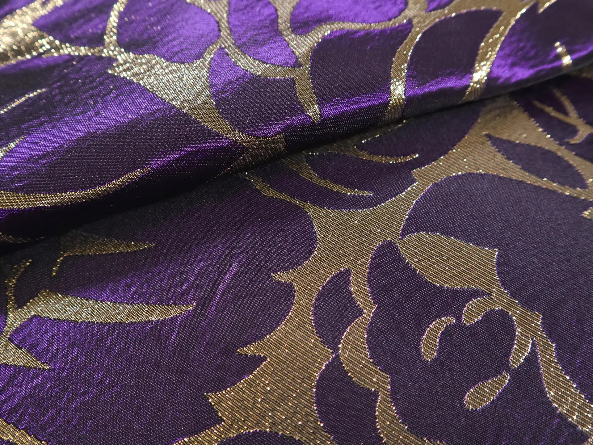 Metallic Floral Brocade in Royal Purple & Gold