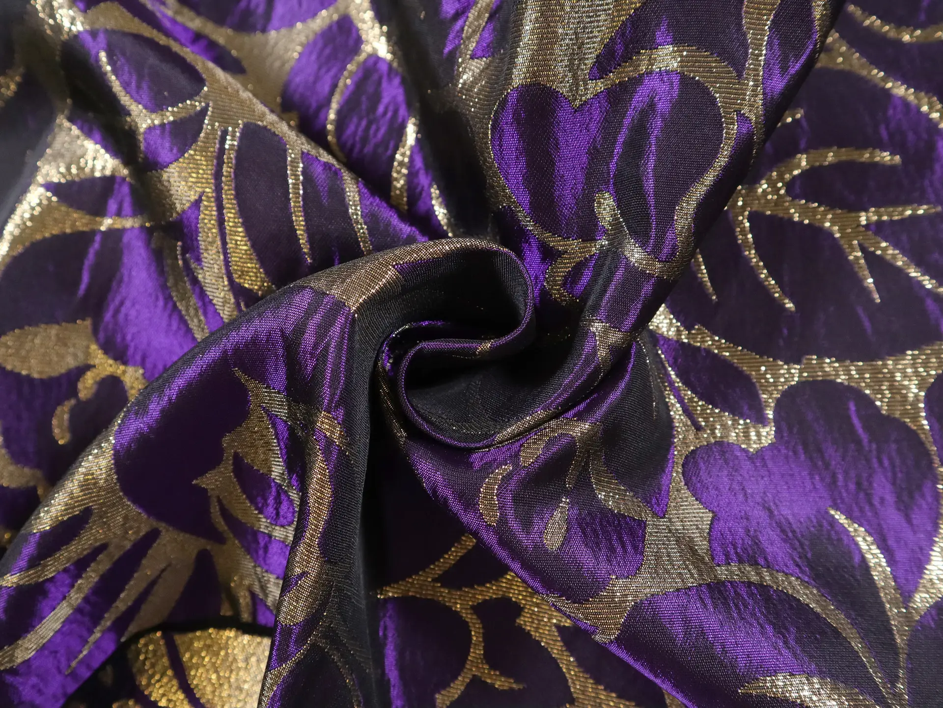 Metallic Floral Brocade in Royal Purple & Gold