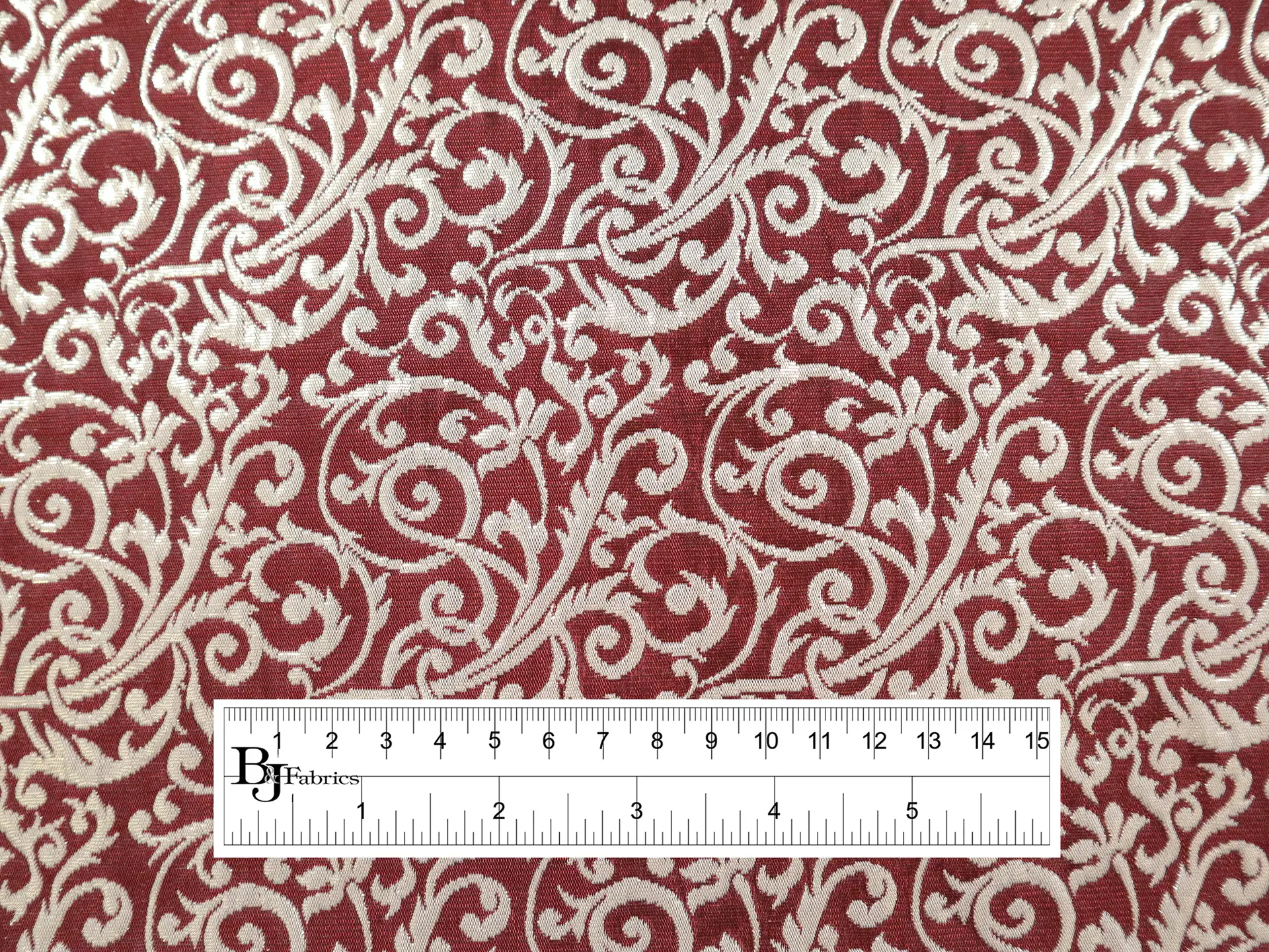 Metallic Brocade with Filigrees in Silver & Wine