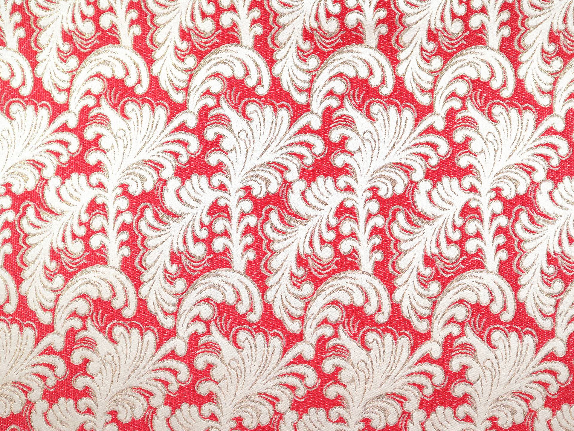 Metallic Brocade with Lush Feathers in Red & Gold