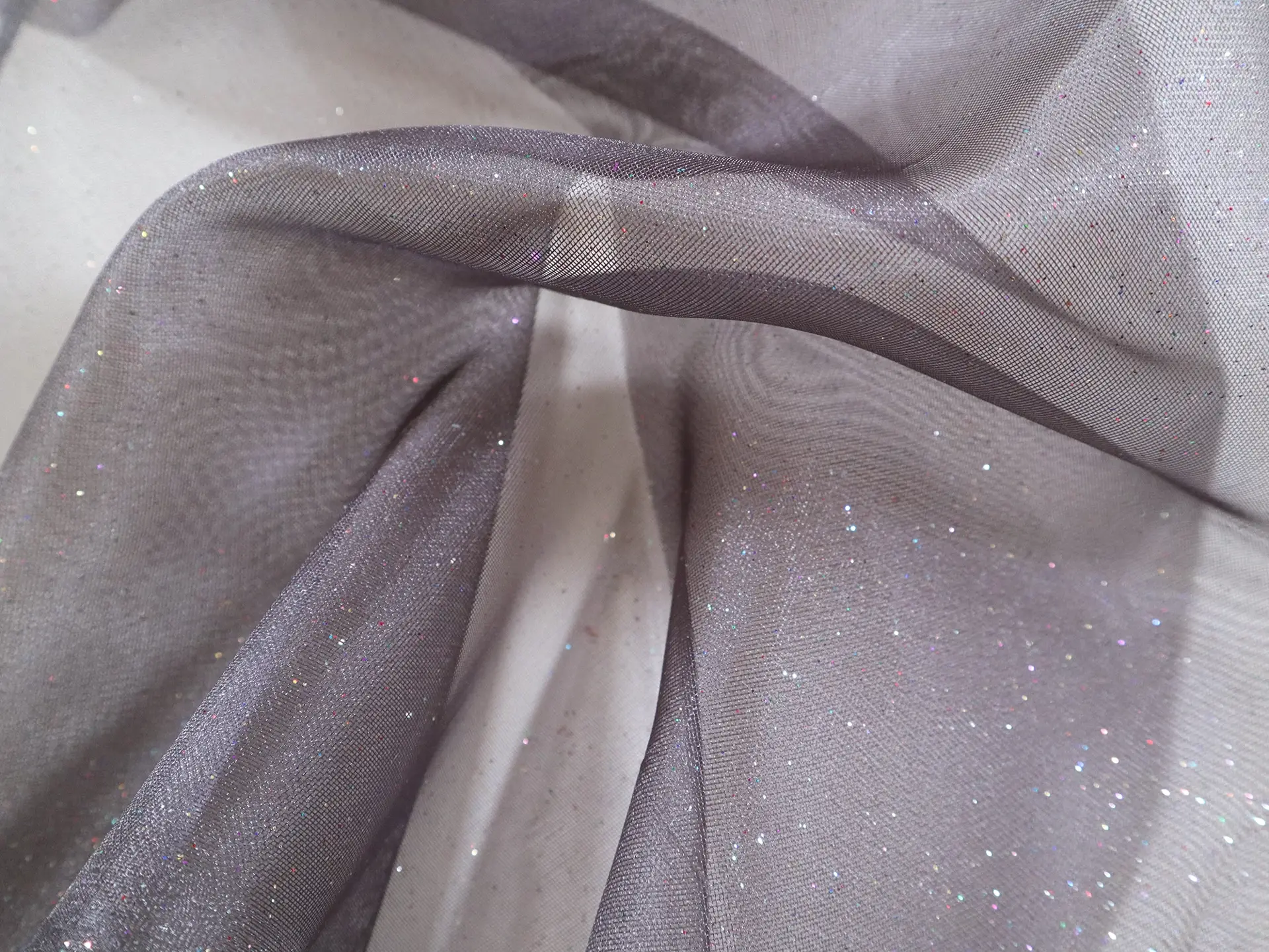 Glitter Mesh in Gunmetal Grey