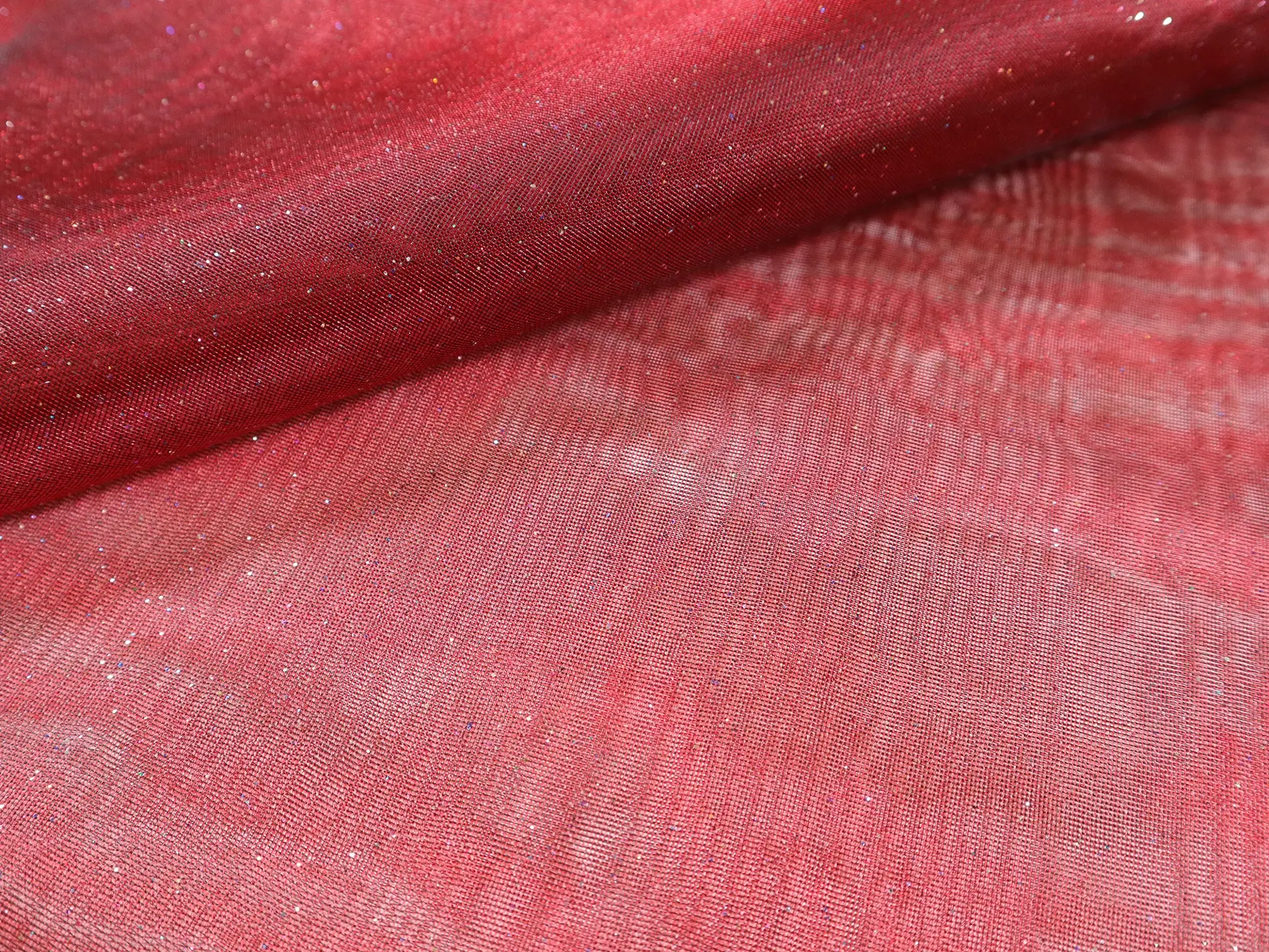 Glitter Mesh in Ruby Red