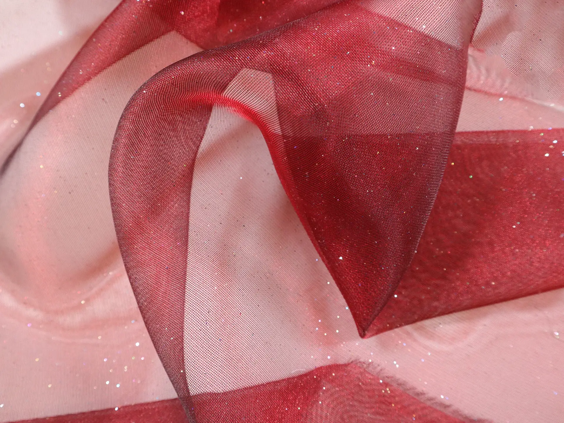 Glitter Mesh in Ruby Red