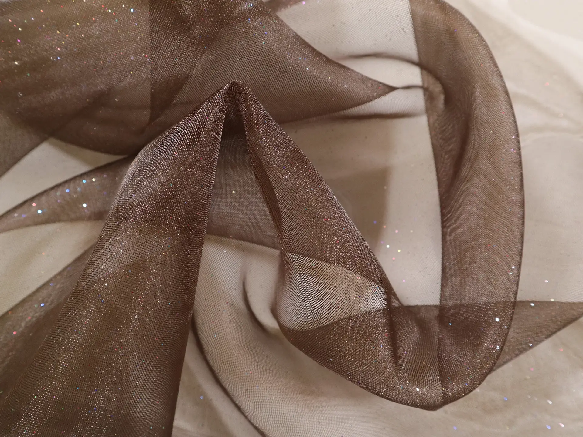 Glitter Mesh in Dark Brown