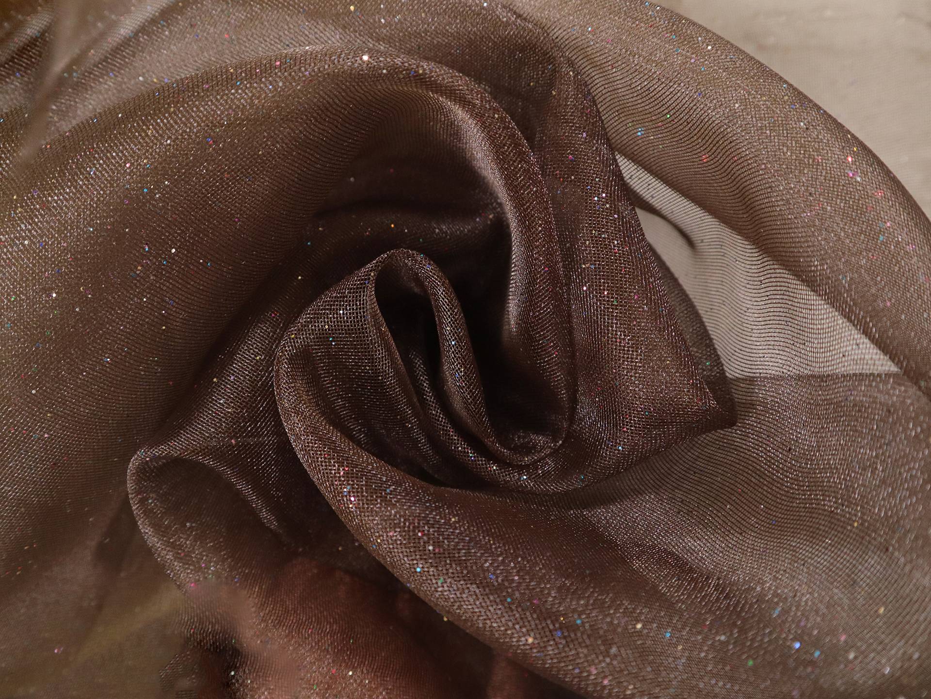 Glitter Mesh in Dark Brown