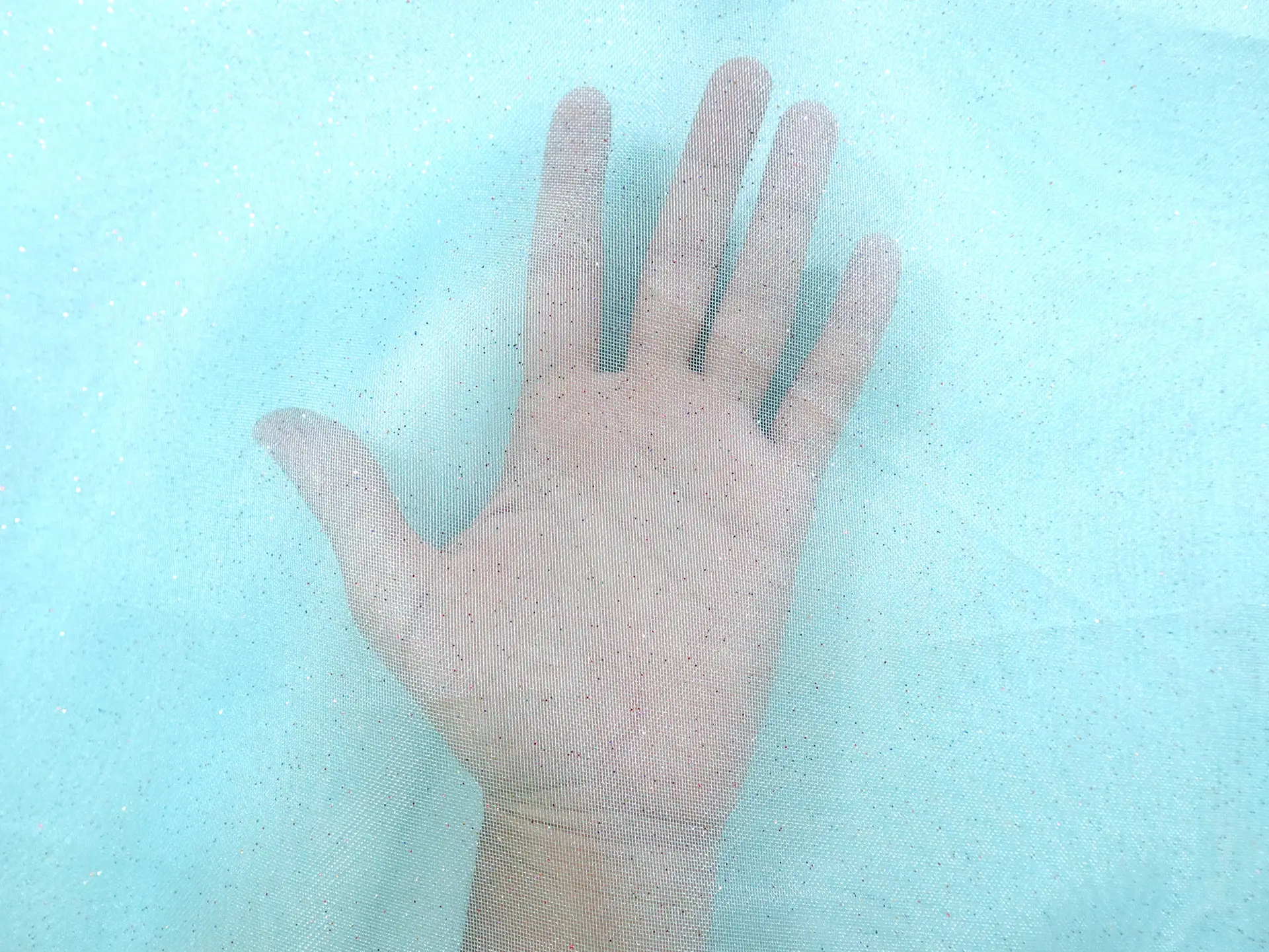 Glitter Mesh in Cyan