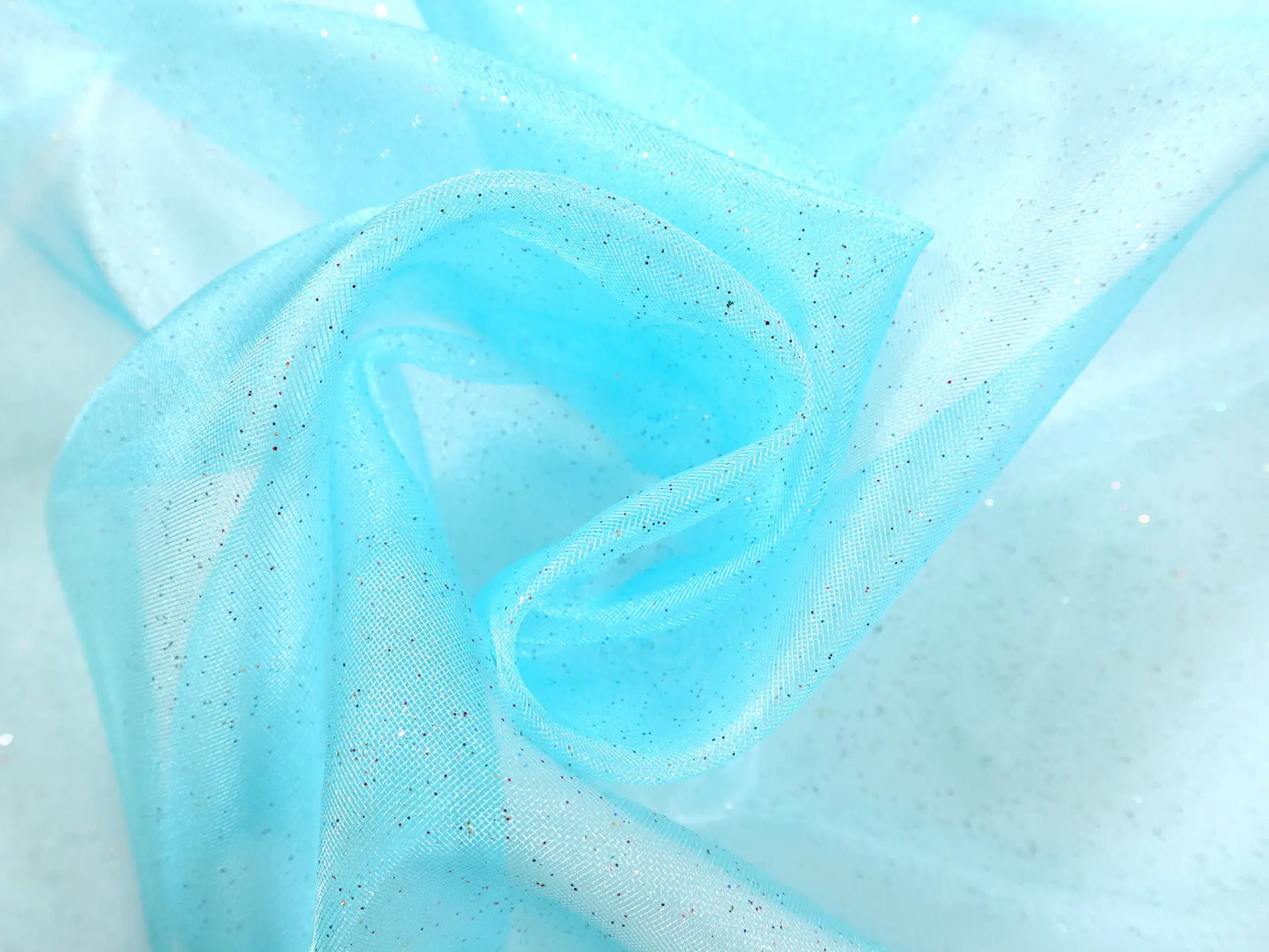 Glitter Mesh in Cyan