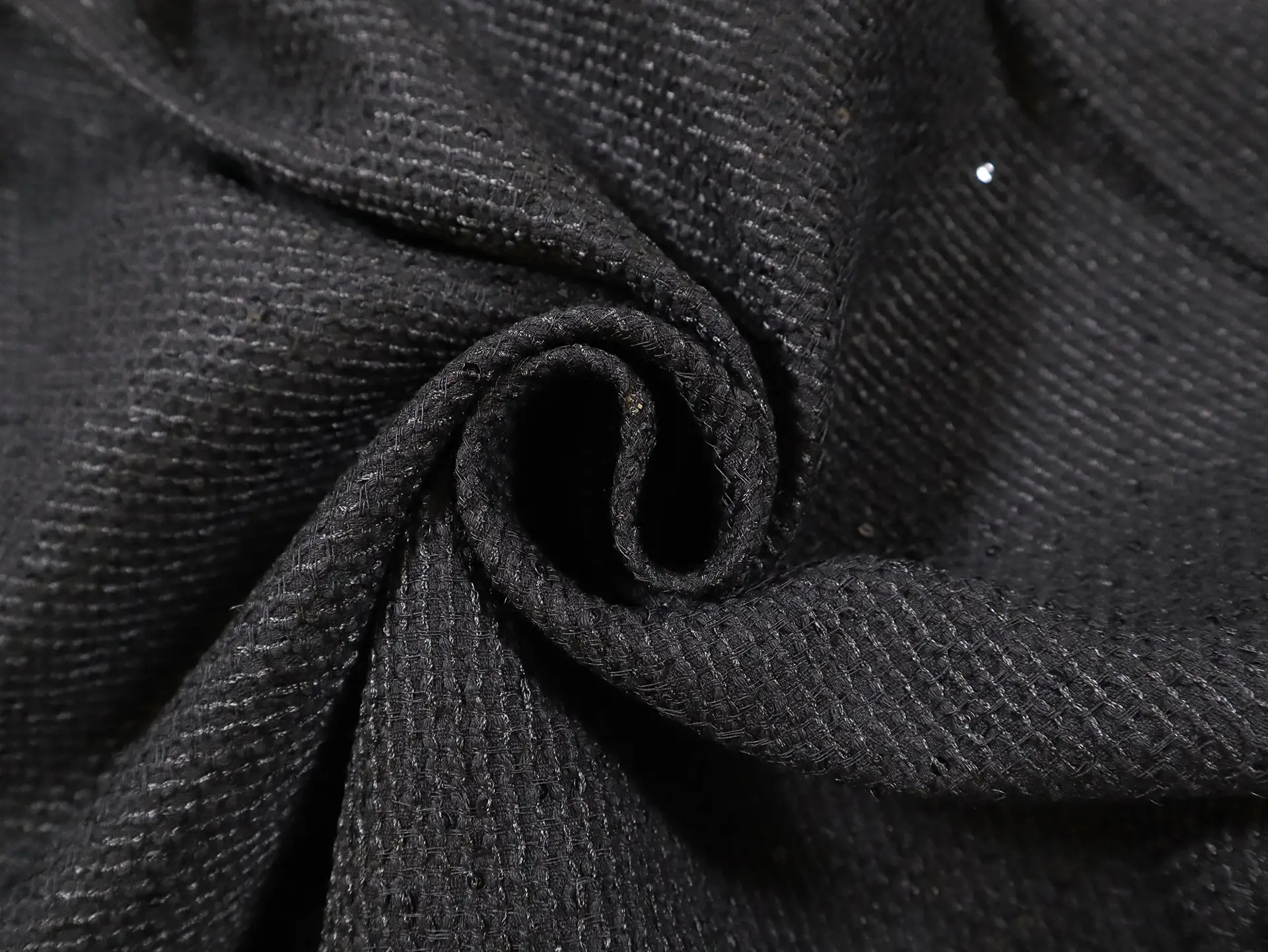 Swiss Sequined Tweed in Black