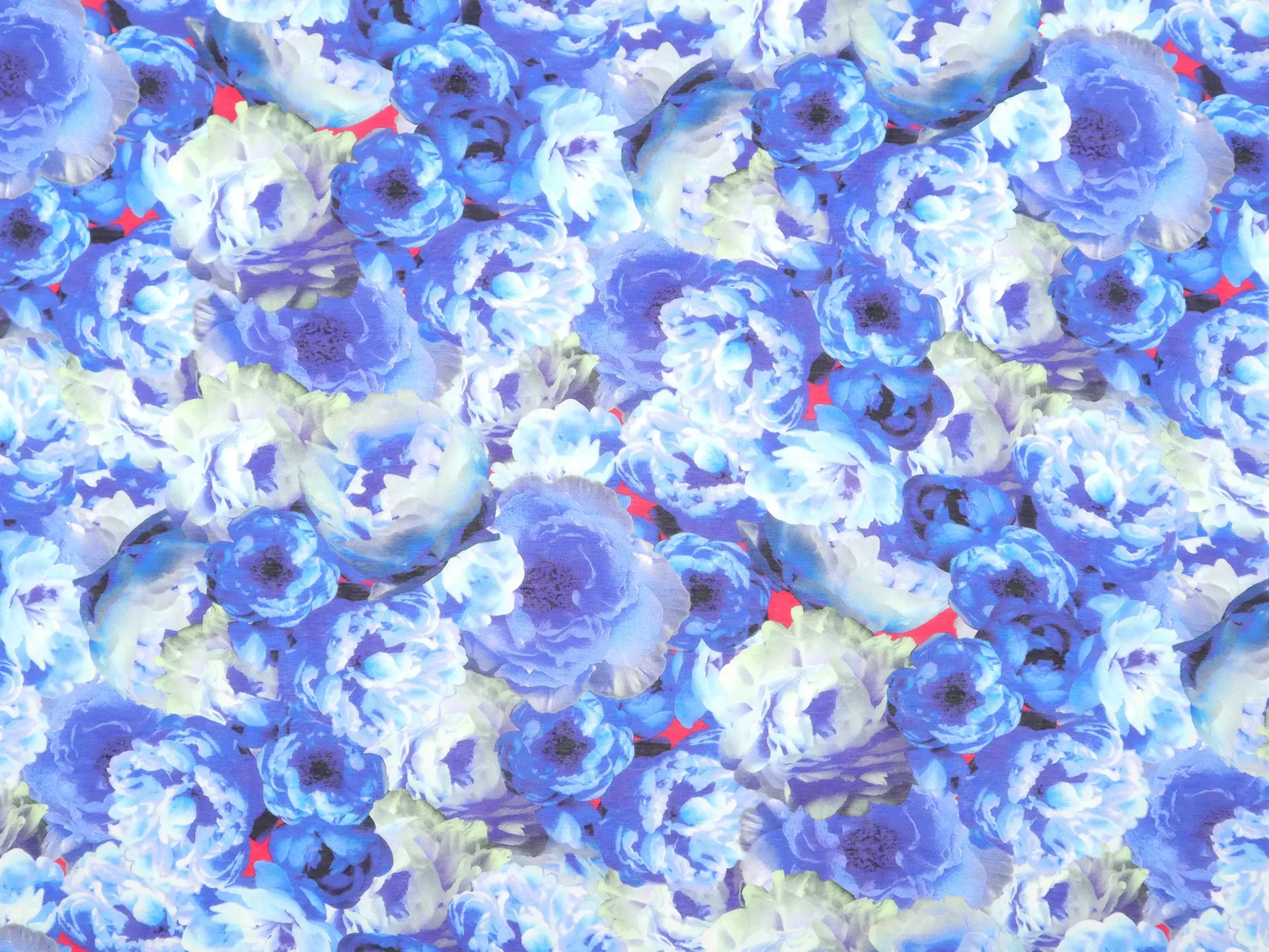 Cotton & Silk Voile with Floral Print in Blues