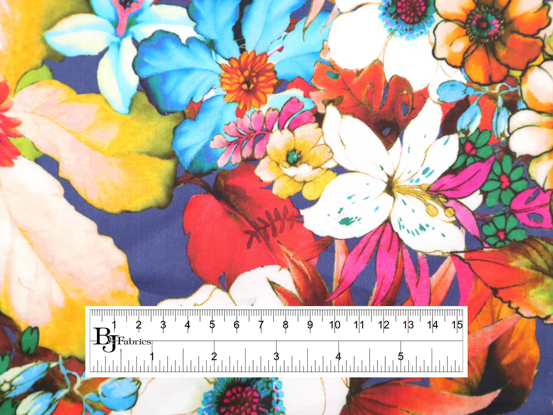 Cotton Satin Lawn with Multi Colored Florals