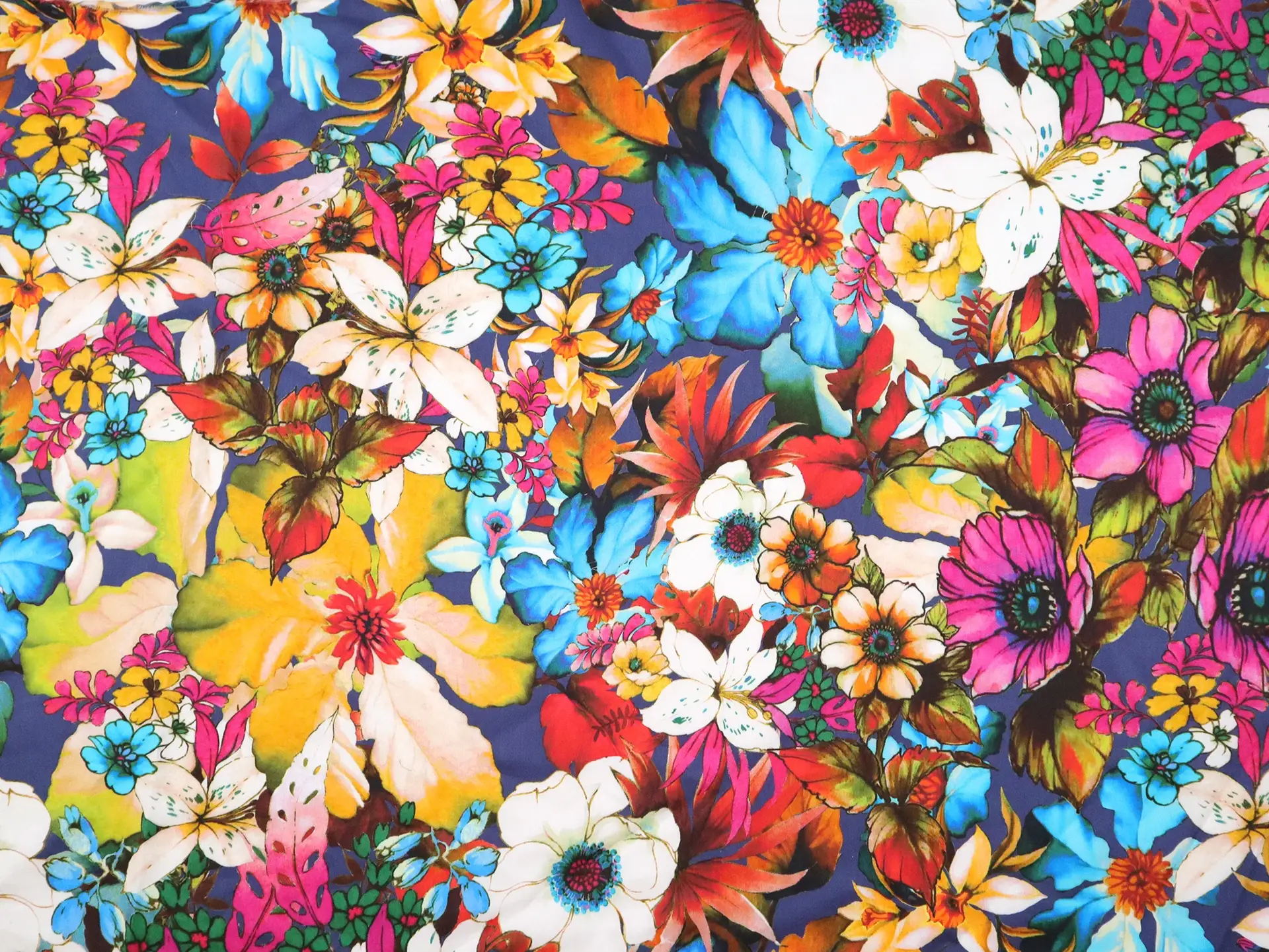 Cotton Satin Lawn with Multi Colored Florals