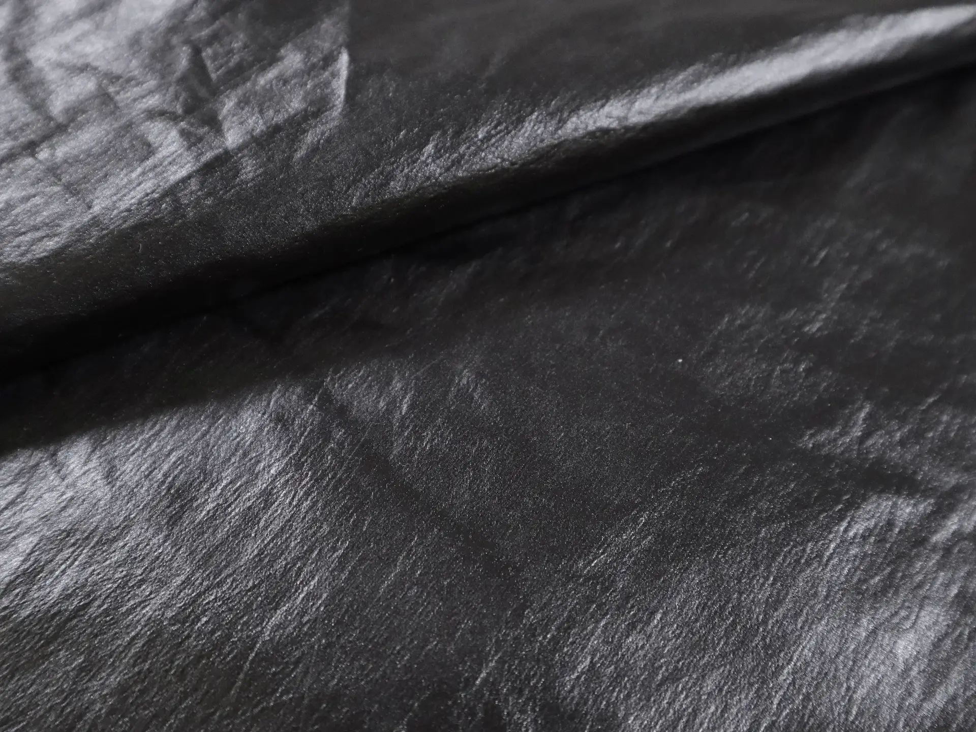 Italian Metallic Coated Habotai in Black