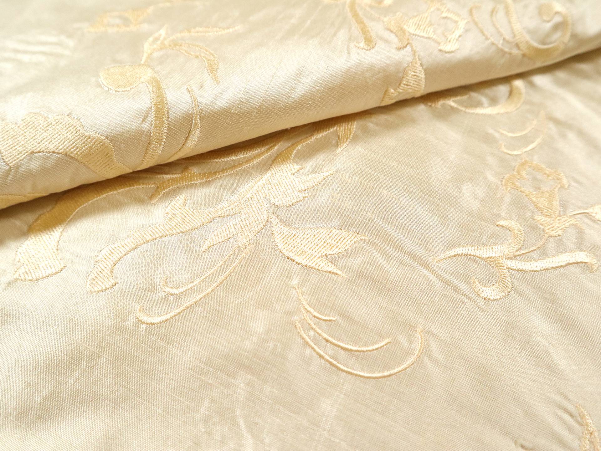 Silk Shantung with Embroidered Filigrees