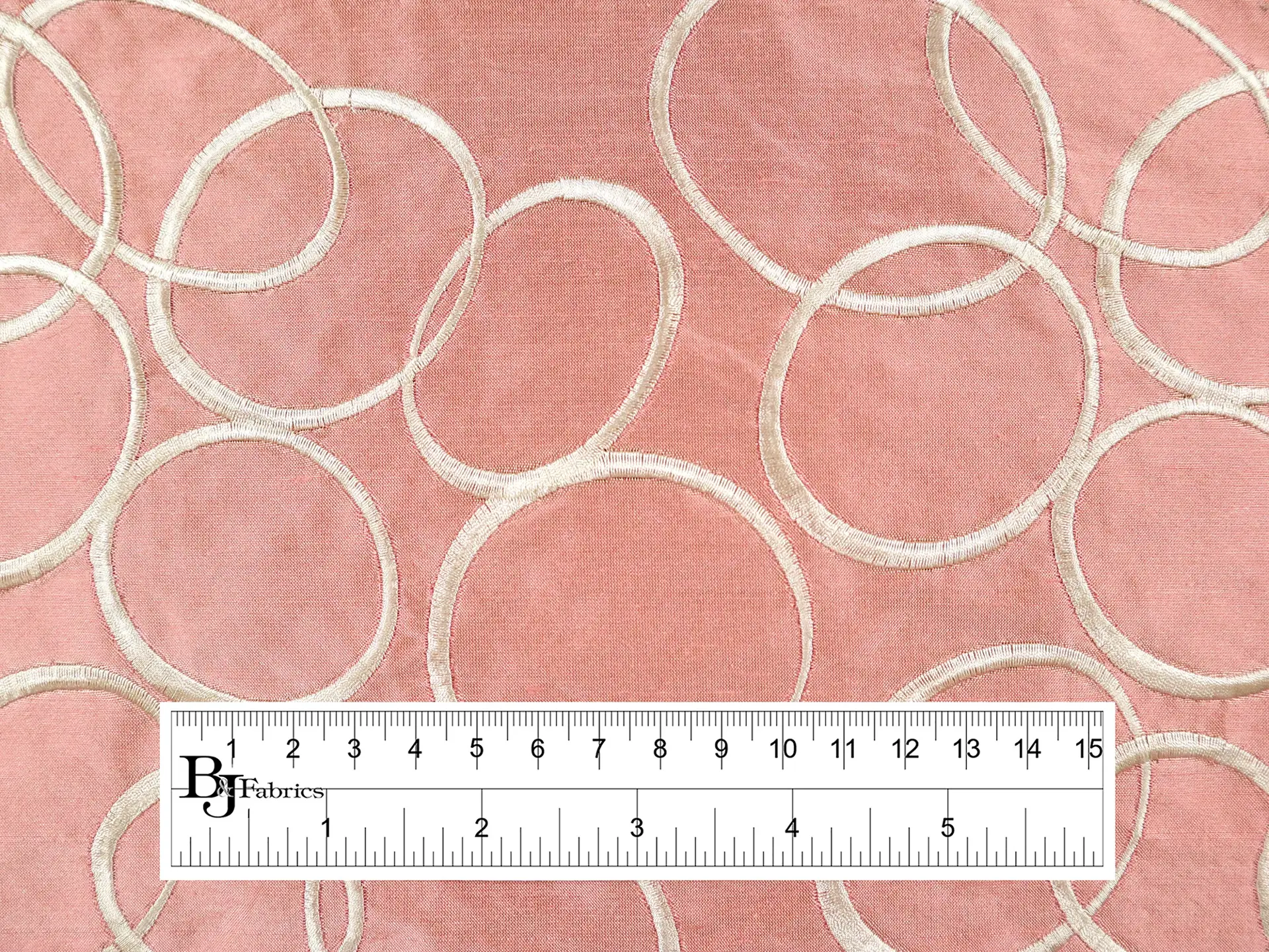 Silk Shantung with Embroidered Ovals in Mauve