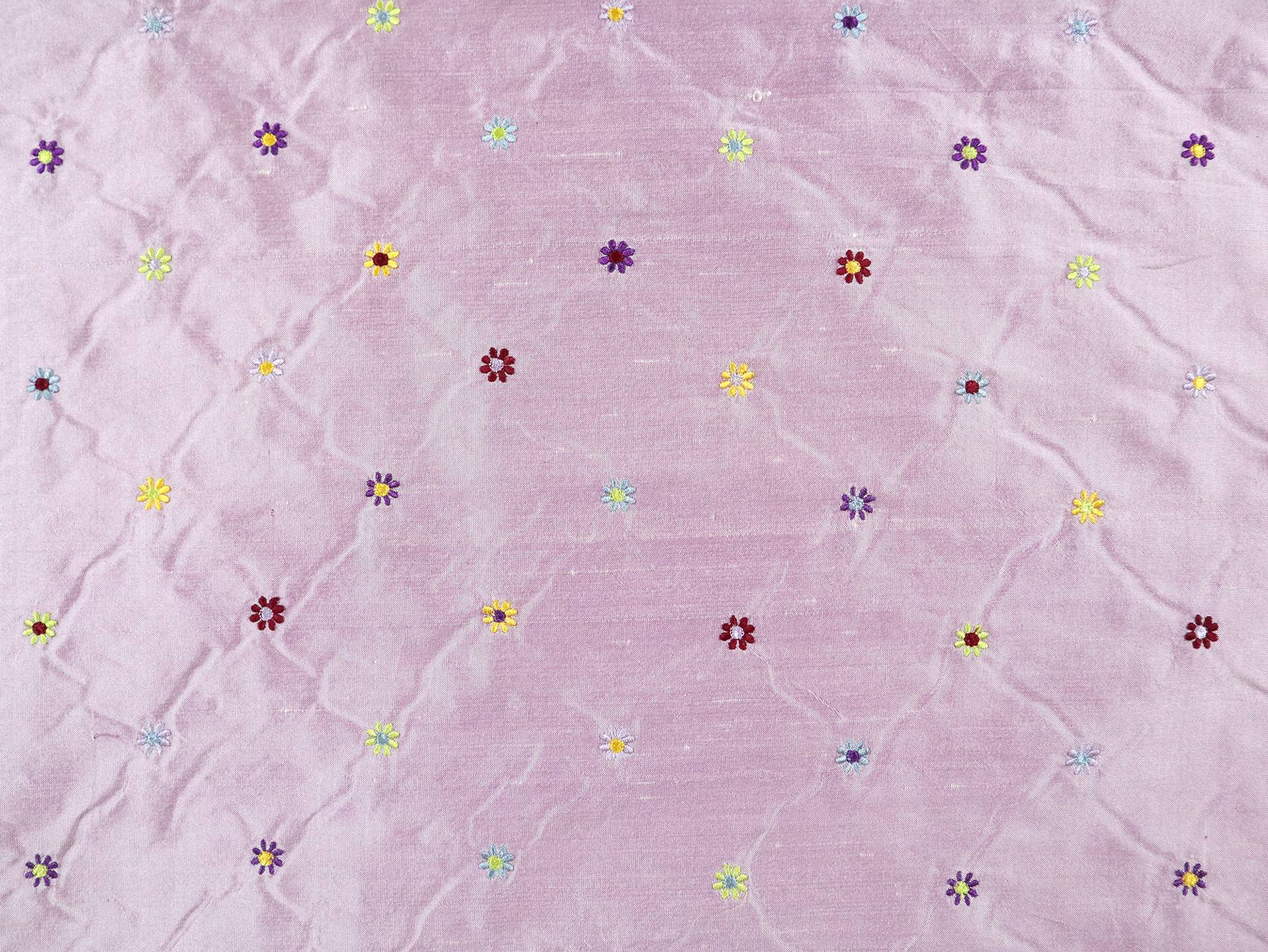 Silk Shantung with Petite Flowers in Lilac