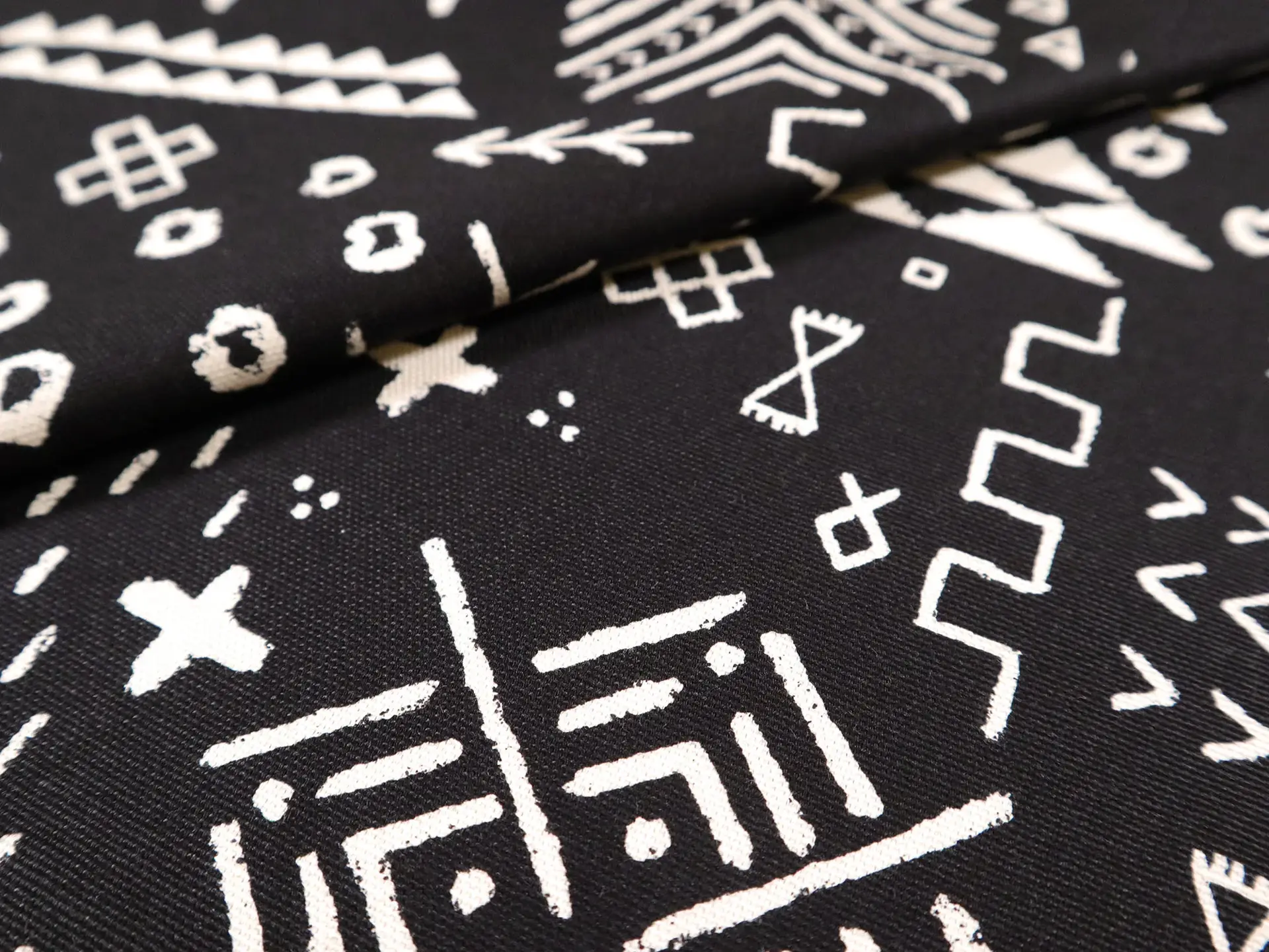Cotton Canvas Print in Black & Ivory