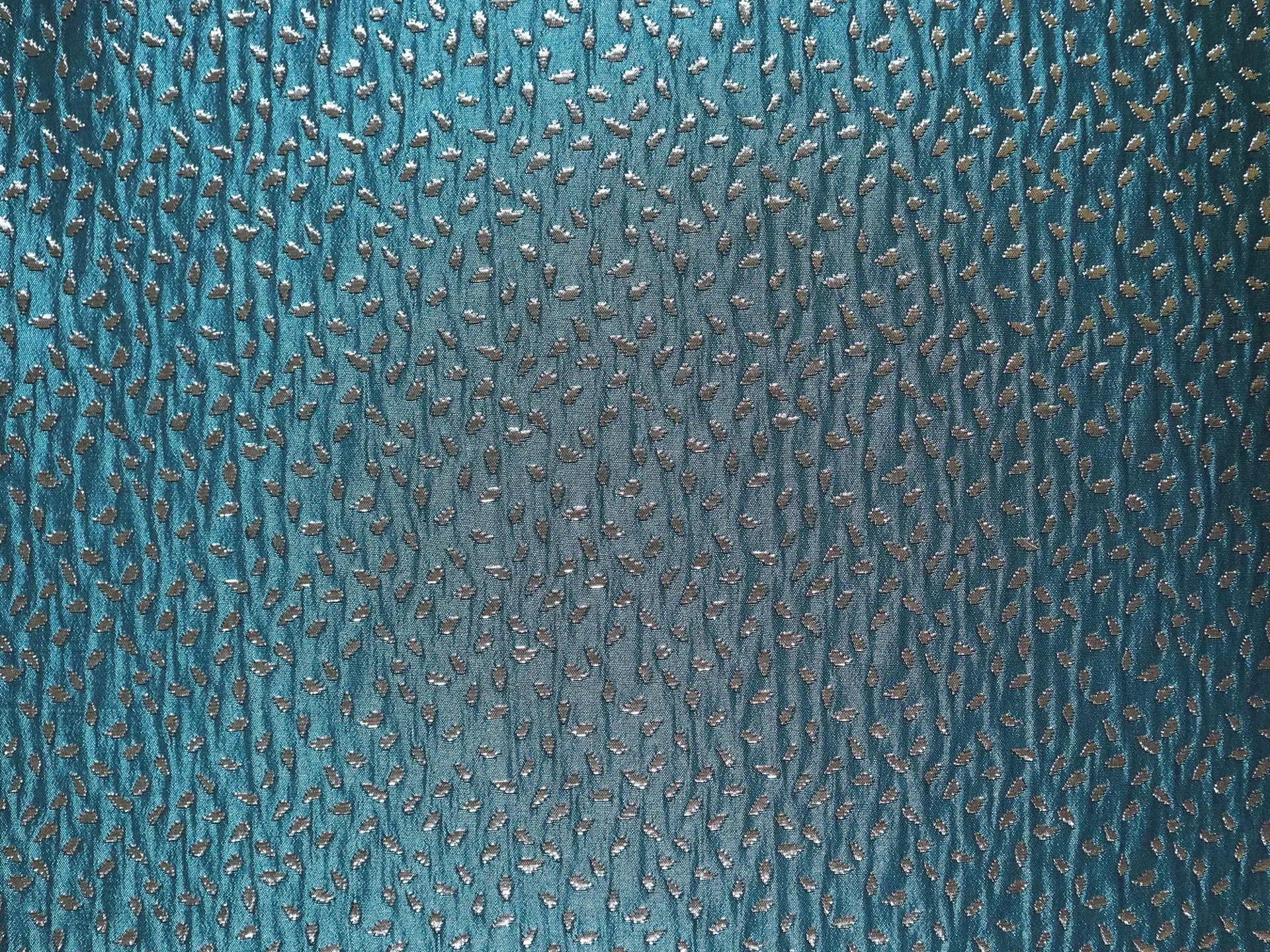 Metallic Paisley Brocade in Teal & Silver