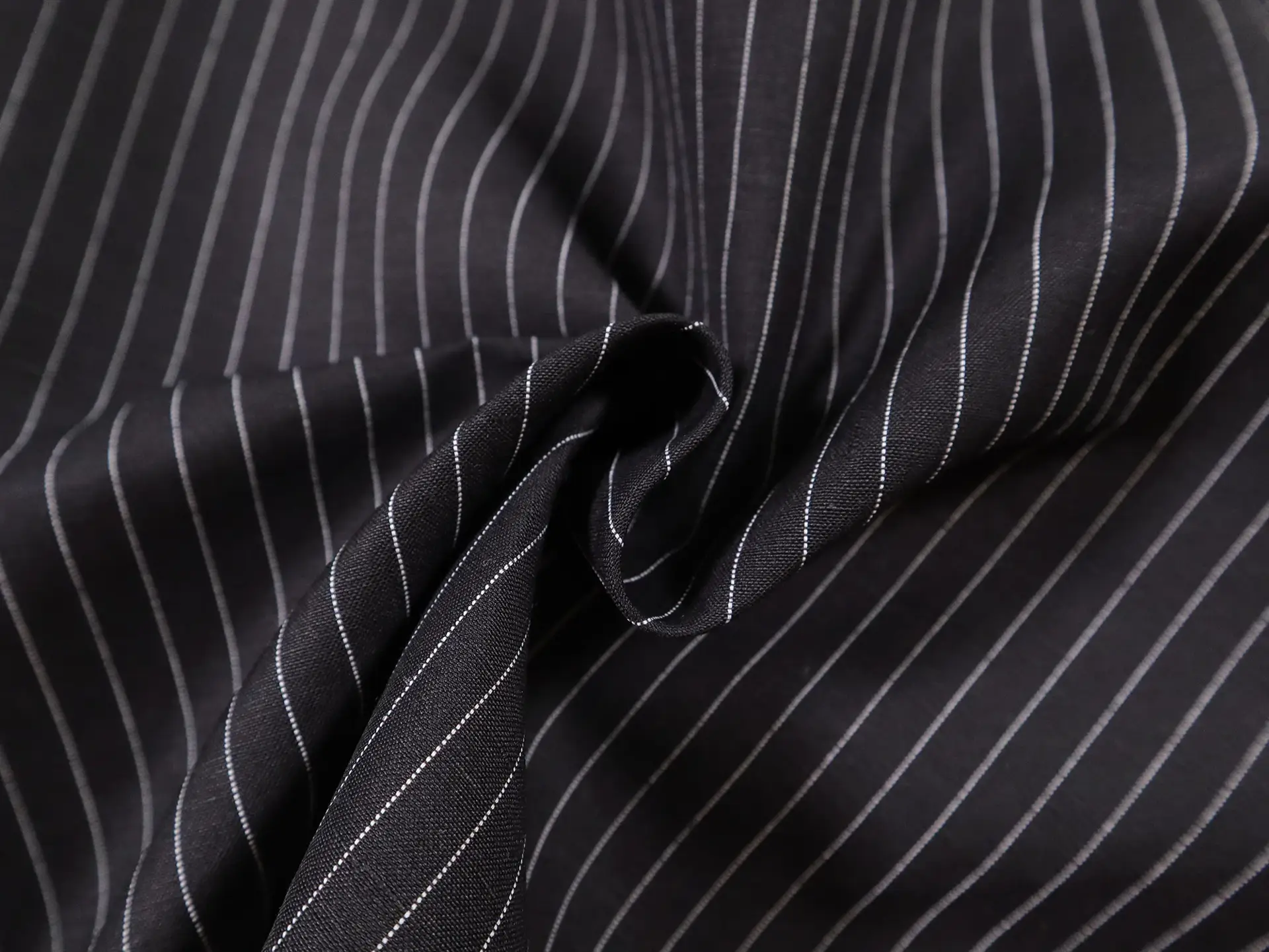 Striped Silk Douppioni in Black & White 
