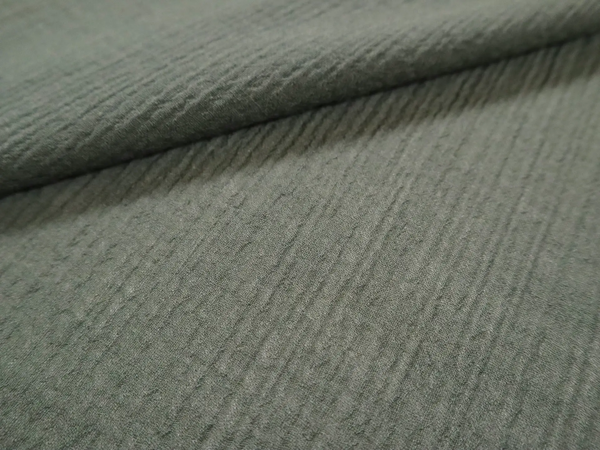 Crinkled Wool Gauze in Olive Green