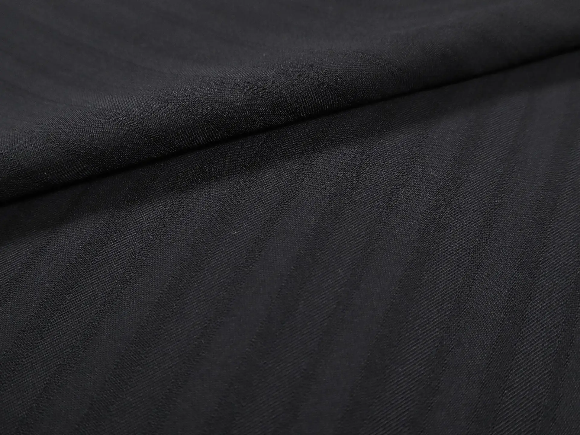 Wool Tricotine with Woven Stripe in Black