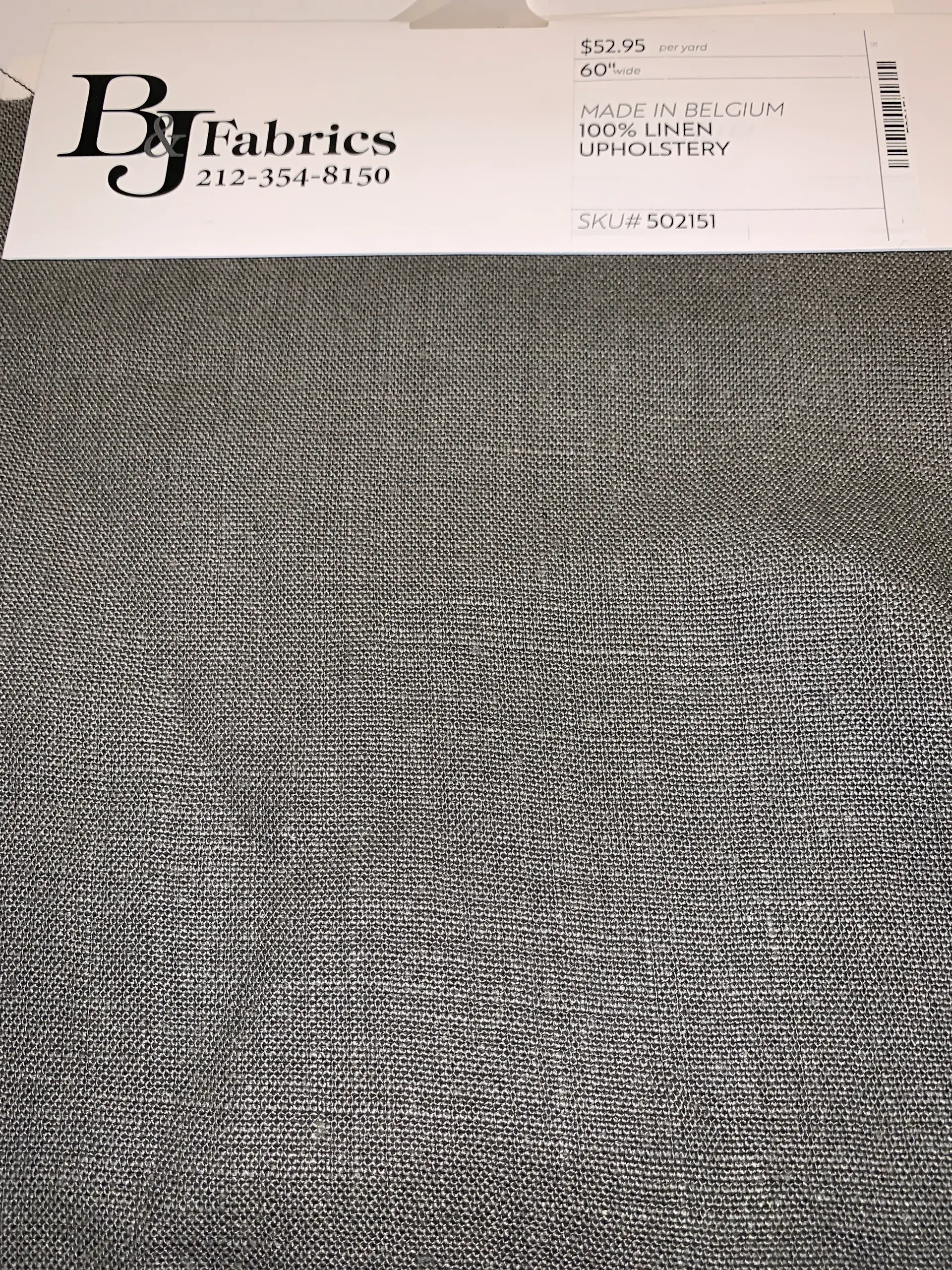 Belgian Upholstery Linen in Tin
