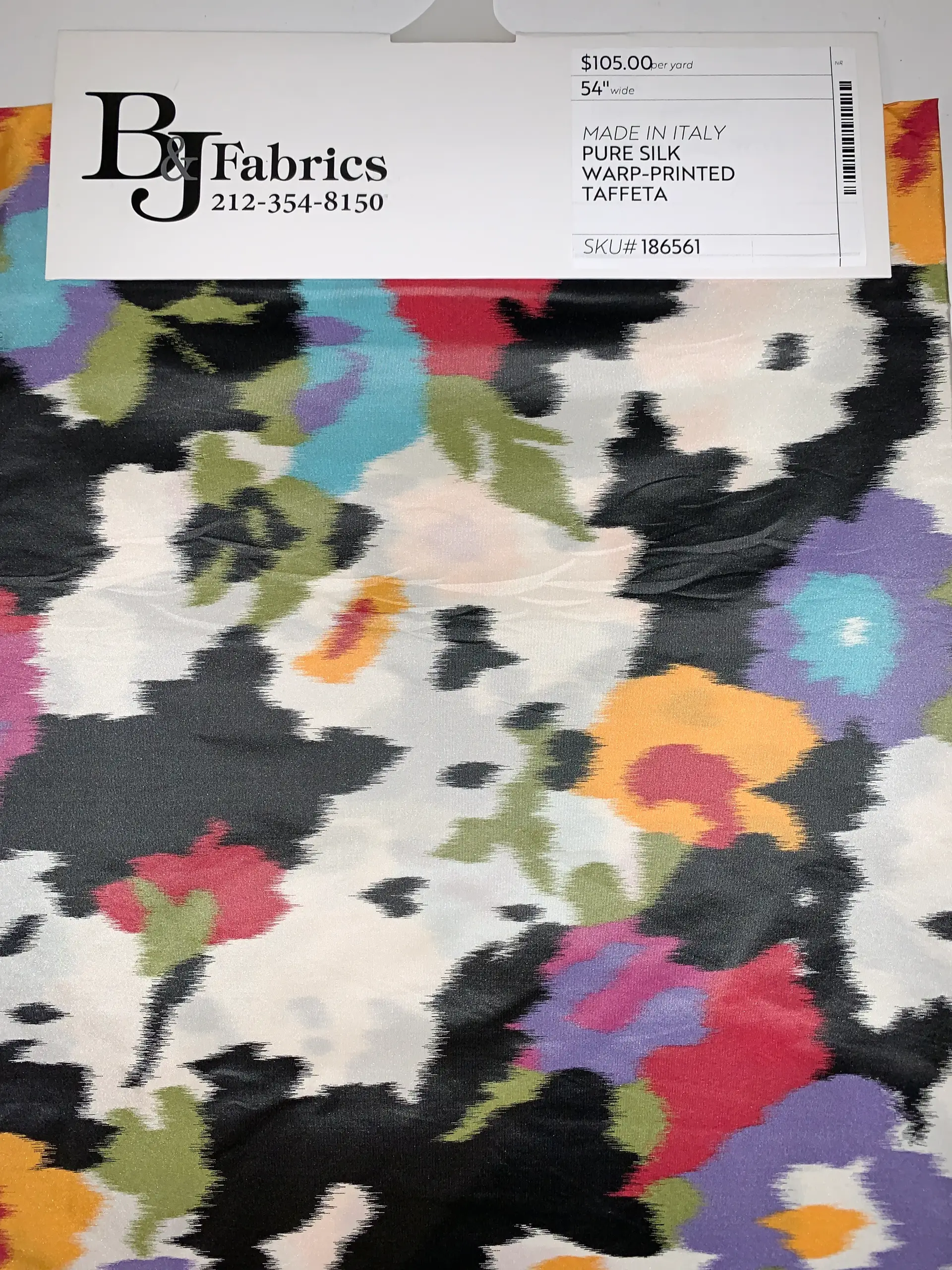 MADE IN ITALY PURE SILK WARP-PRINTED TAFFETA