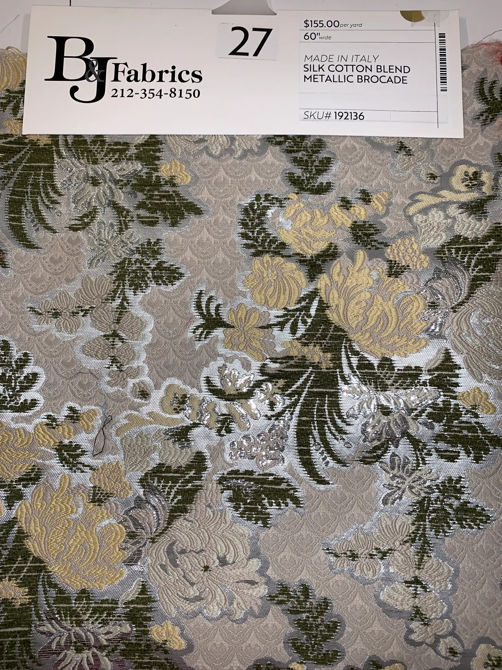 MADE IN ITALY SILK COTTON BLEND METALLIC BROCADE