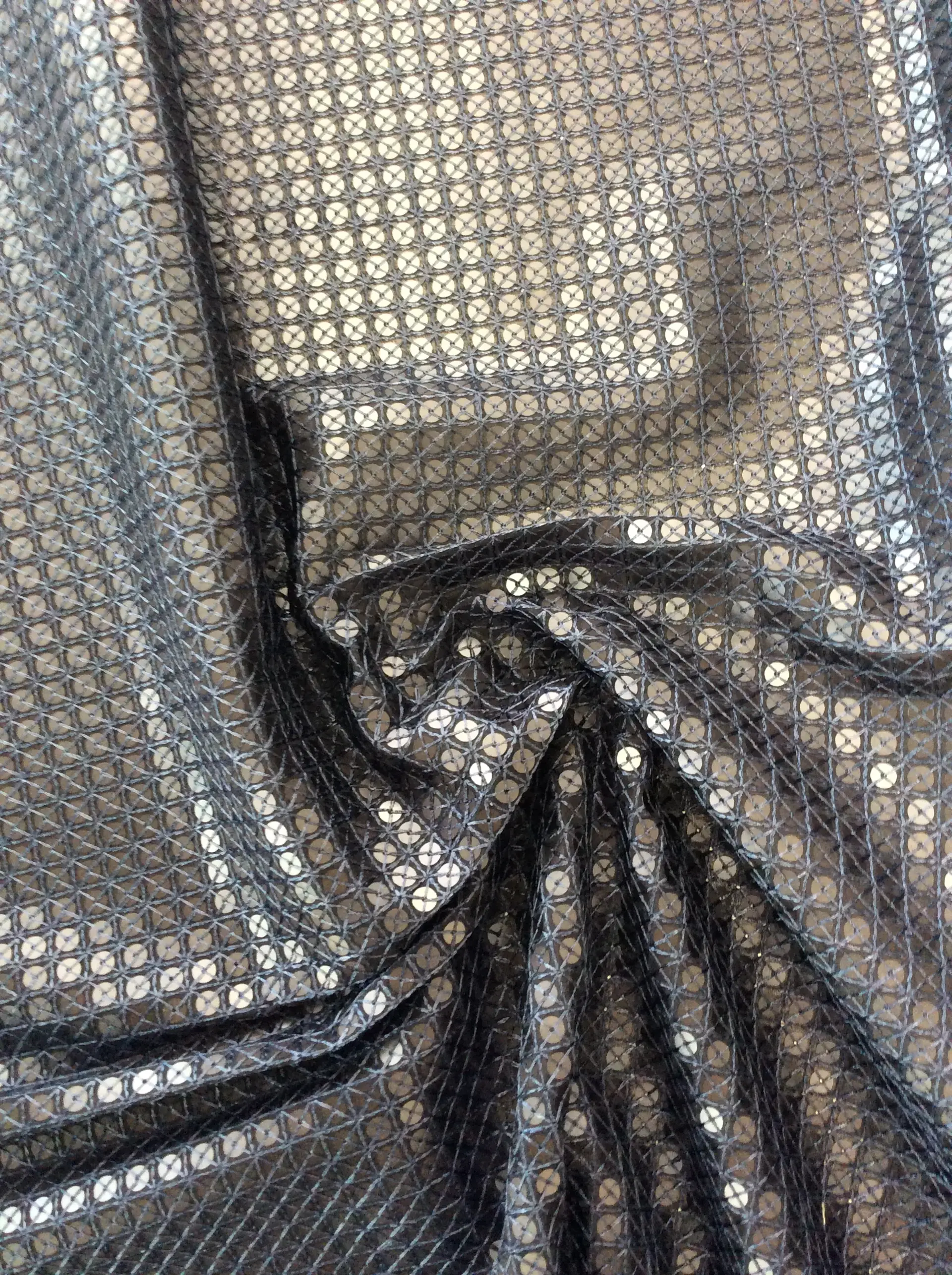 Matte Sequins on Polyester Chiffon in Navy