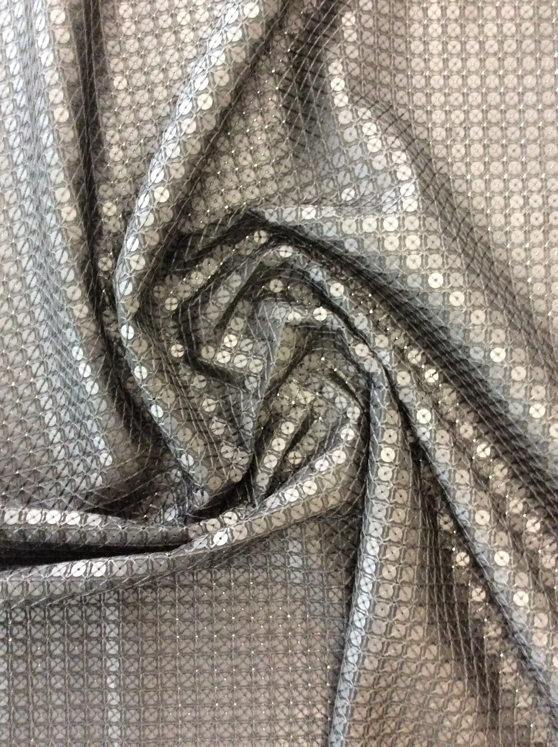 Matte Sequins on Polyester Chiffon in Black
