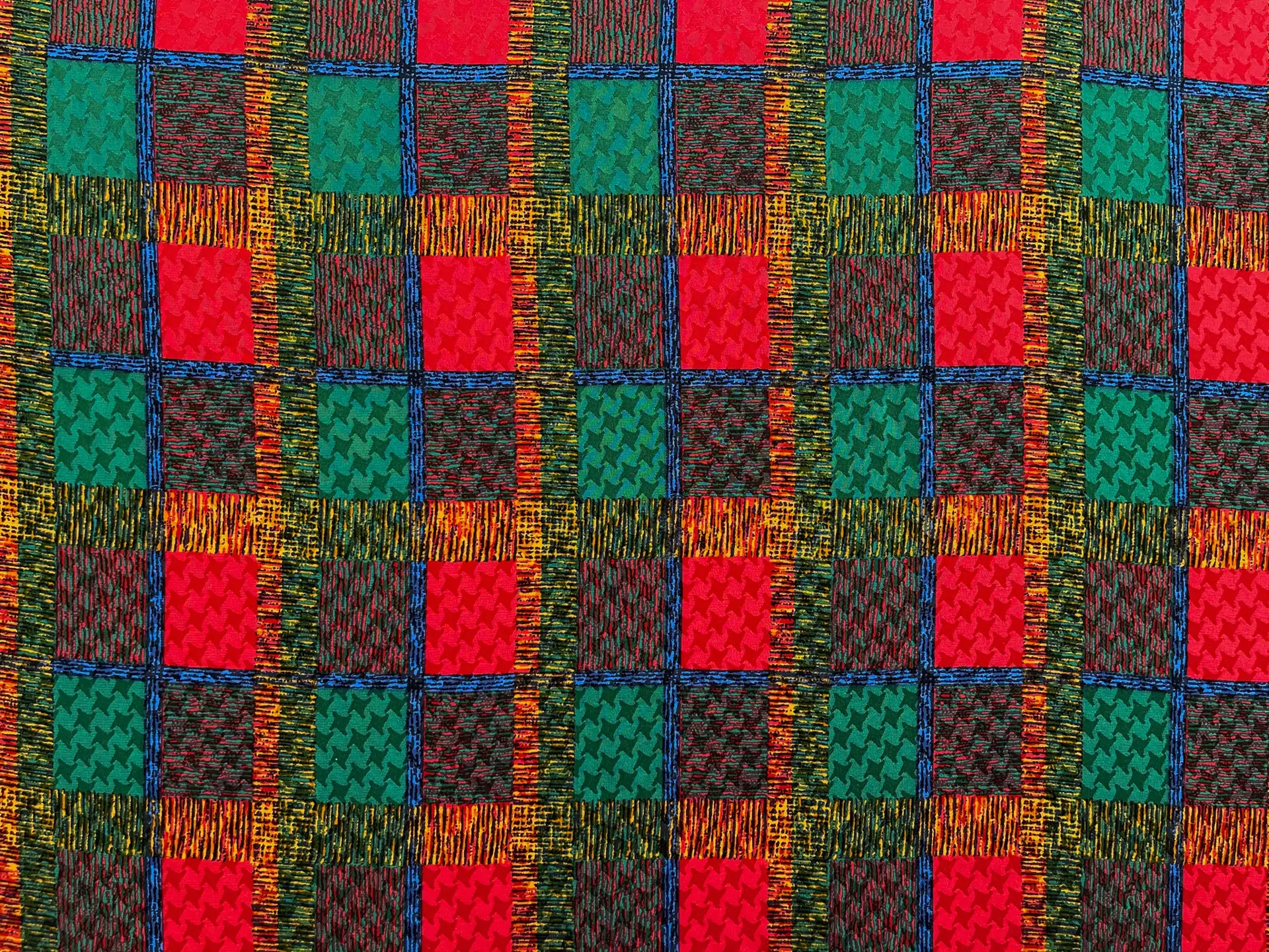 Vintage 100% Silk Printed Patchwork Jacquard In Jewel Colours